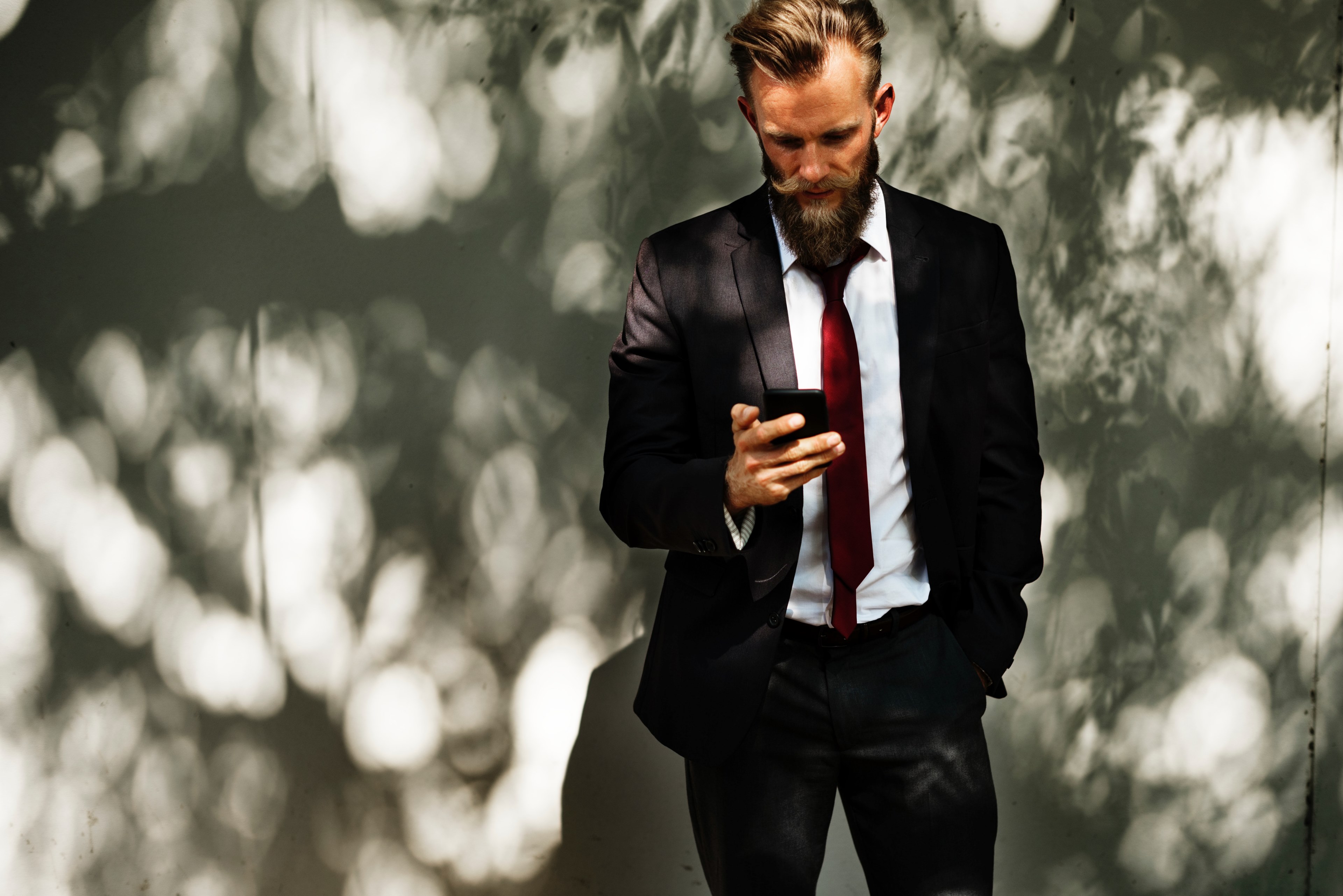 portrait suit beard and man 4k, HD Wallpaper