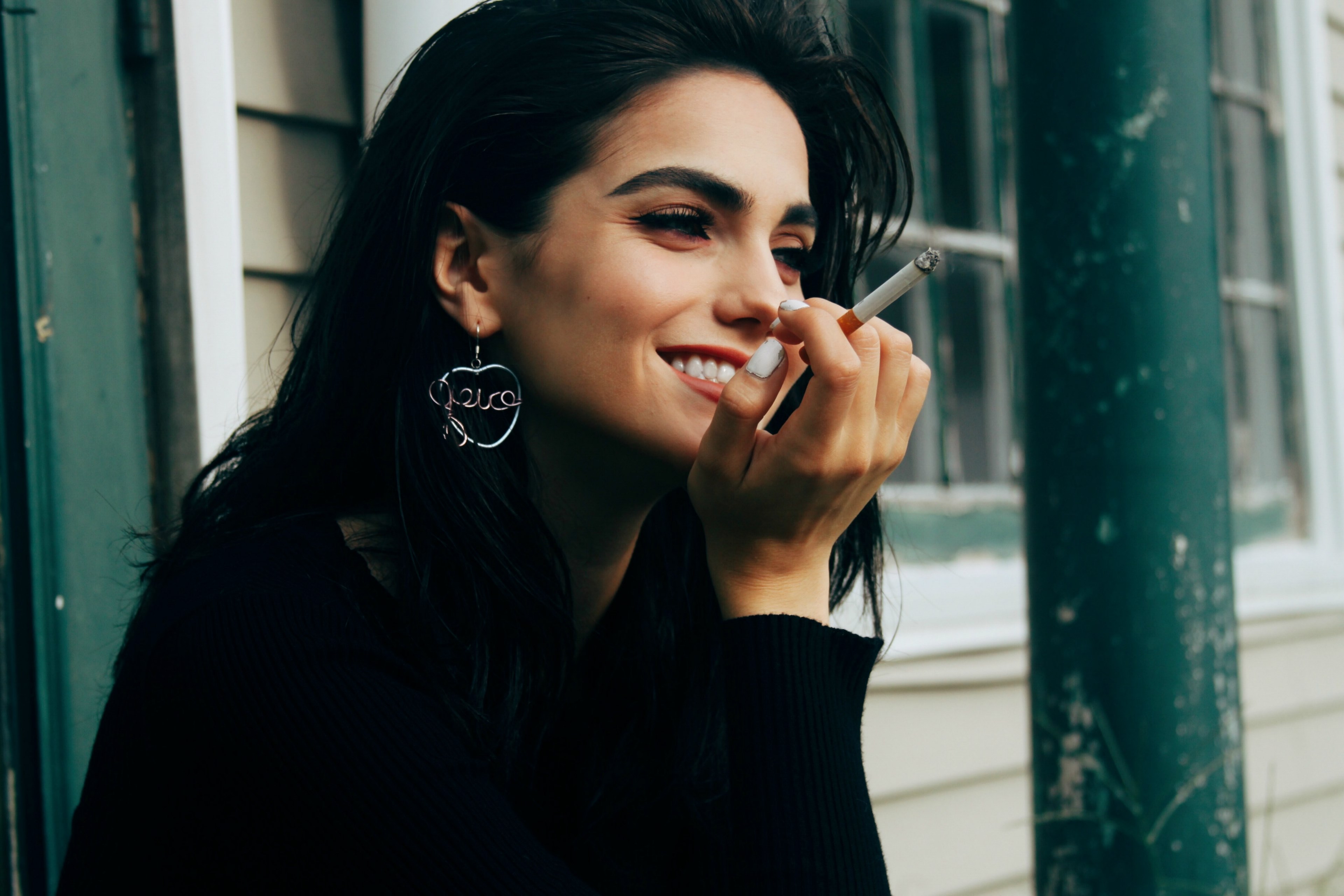 smoking woman portrait and having a smoke 4k, HD Wallpaper