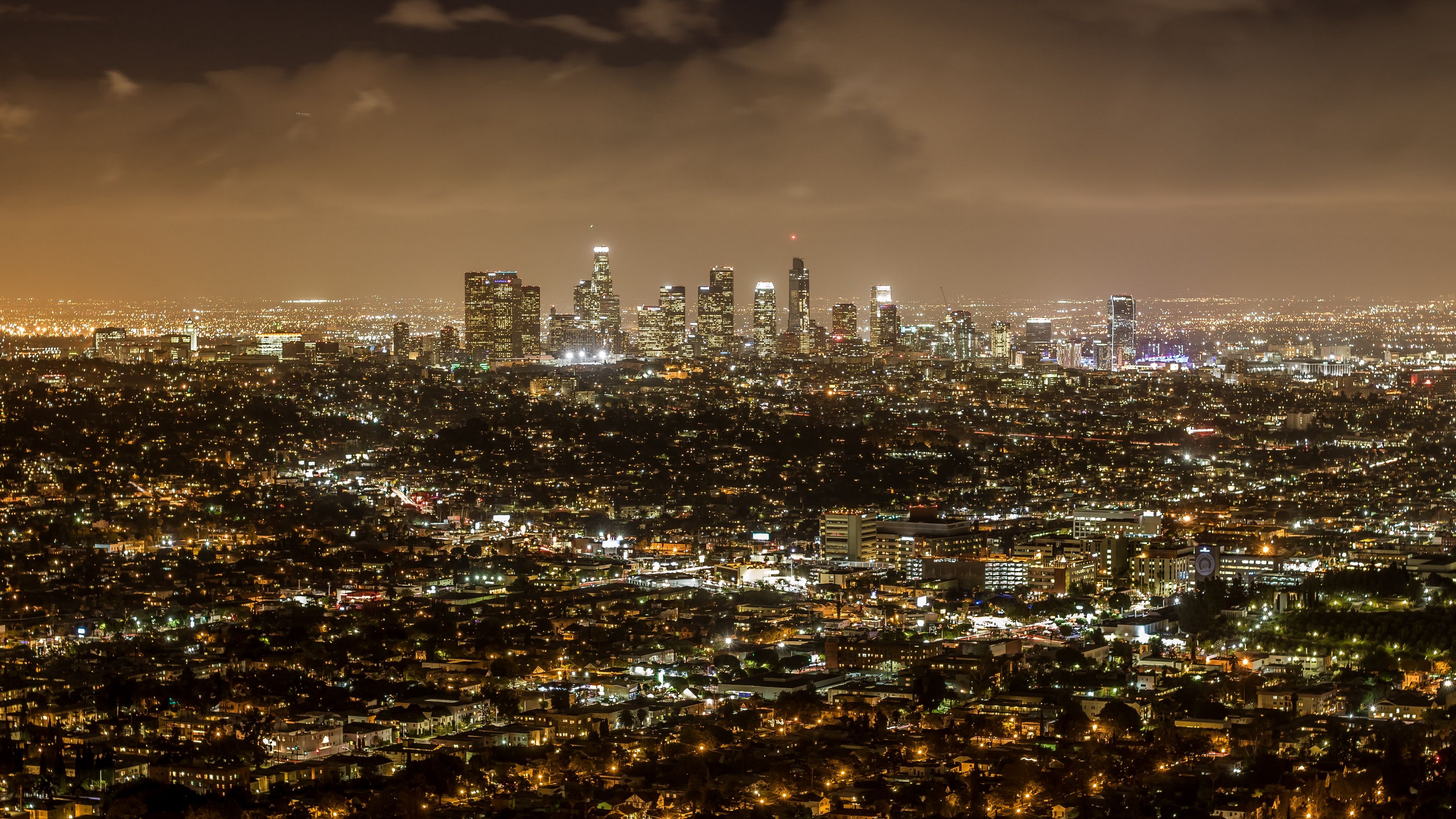 night city, lights, night, 4k, HD Wallpaper