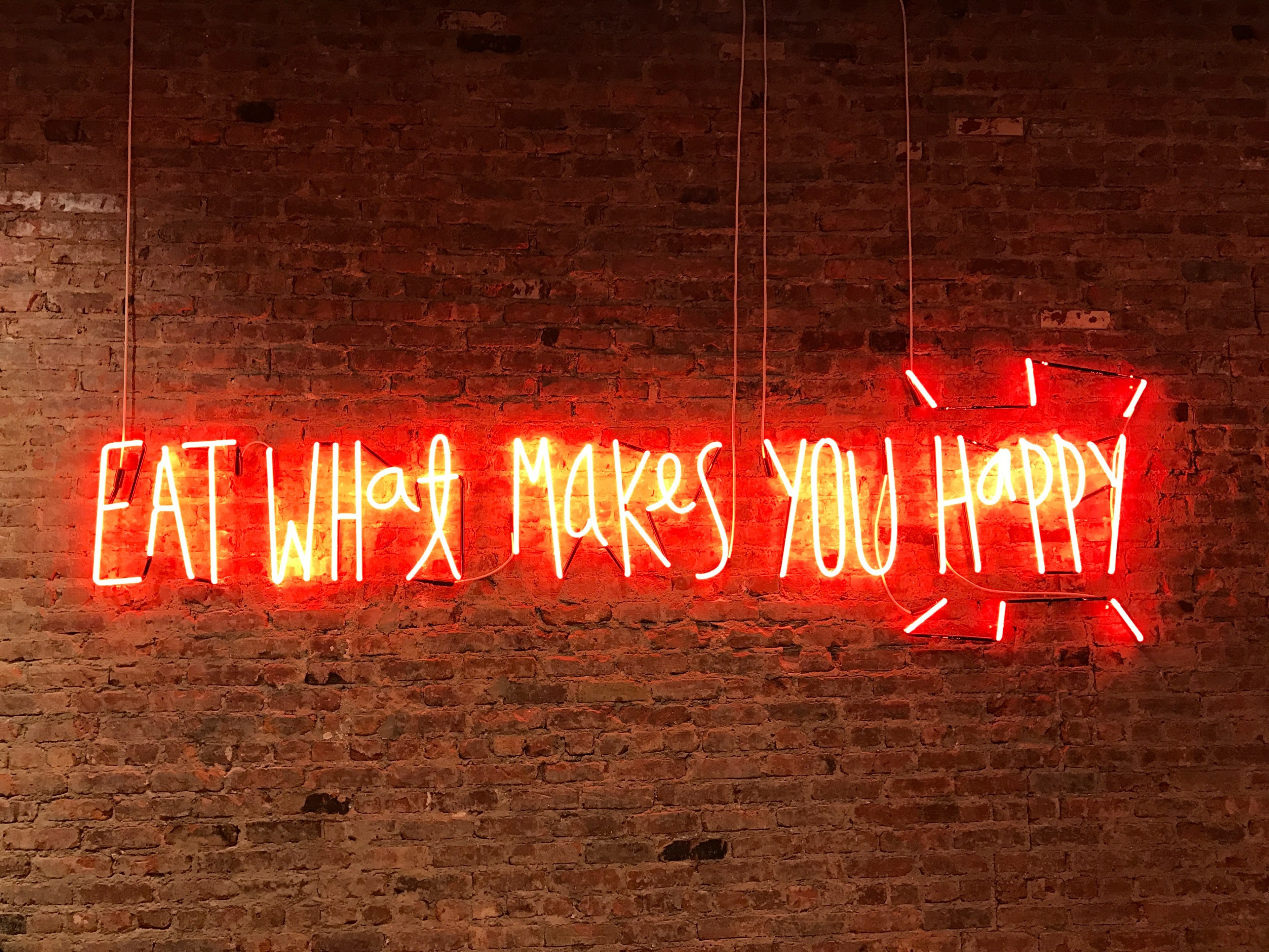 neon sign sign brick wall and typography 4k, HD Wallpaper