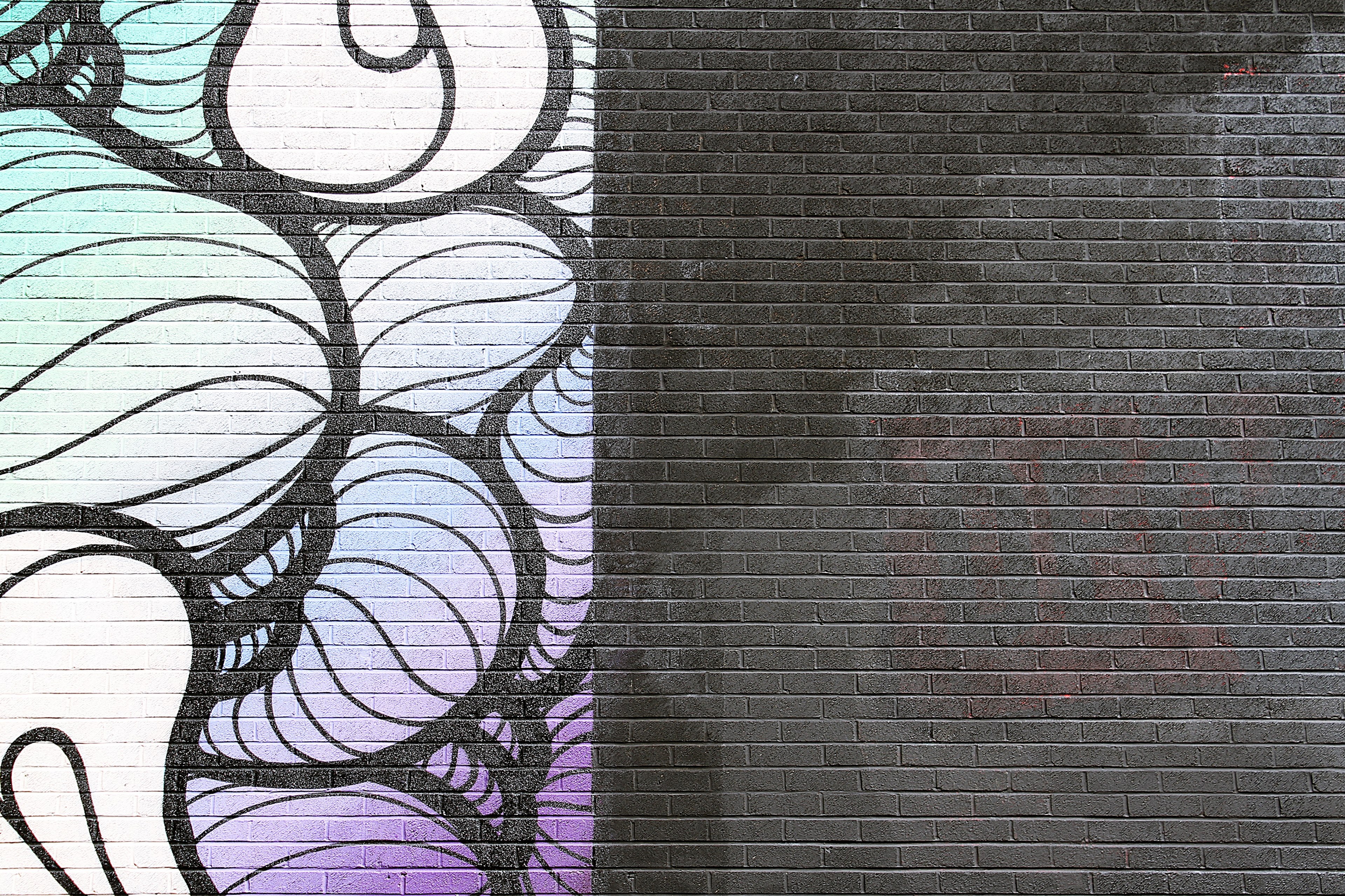 london wall painted half black with abstract mural on left half, shoreditch 4k, HD Wallpaper