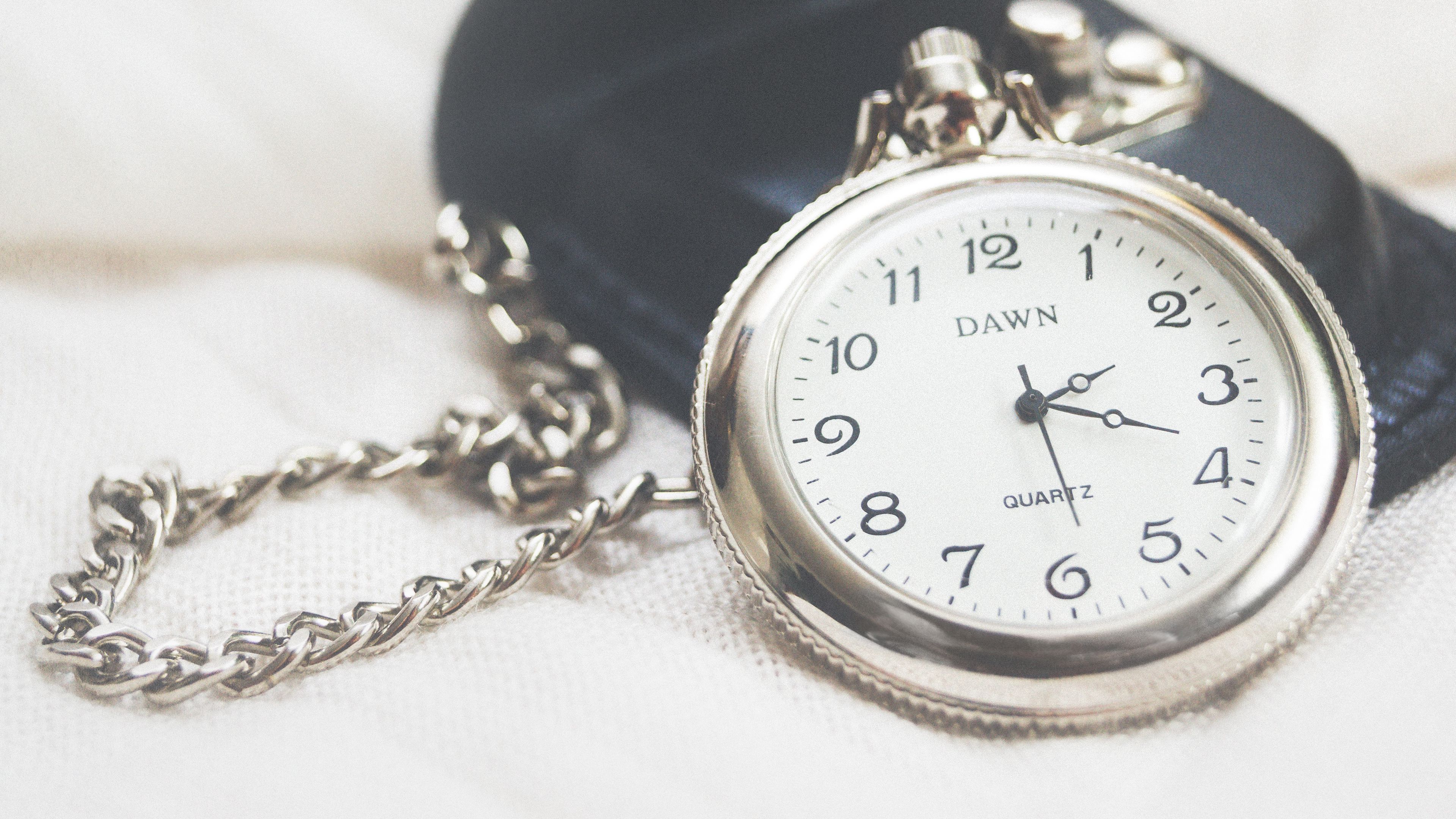 pocket watch, clock face, chain, 4k, HD Wallpaper