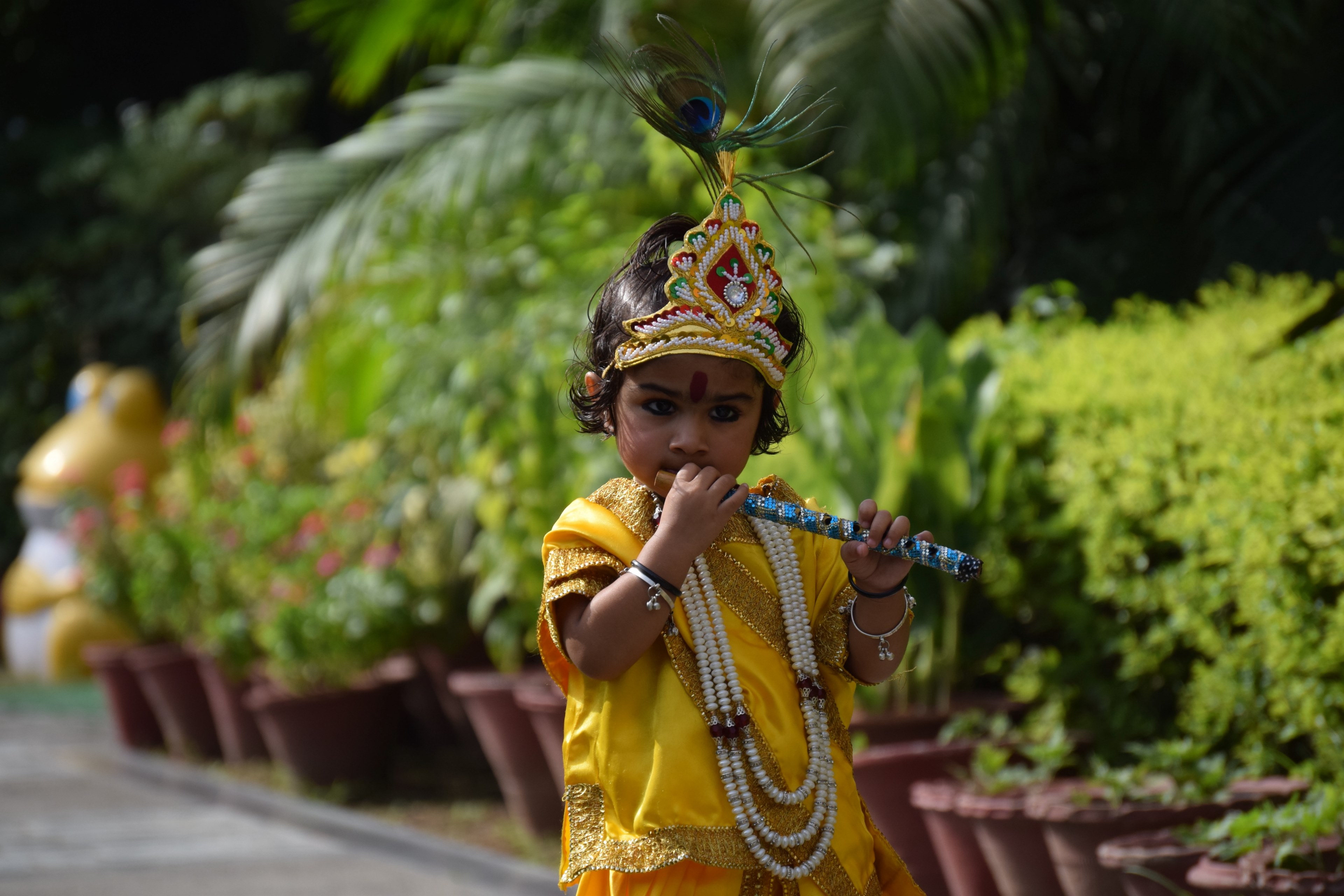 indium flute krishna and child 4k, HD Wallpaper