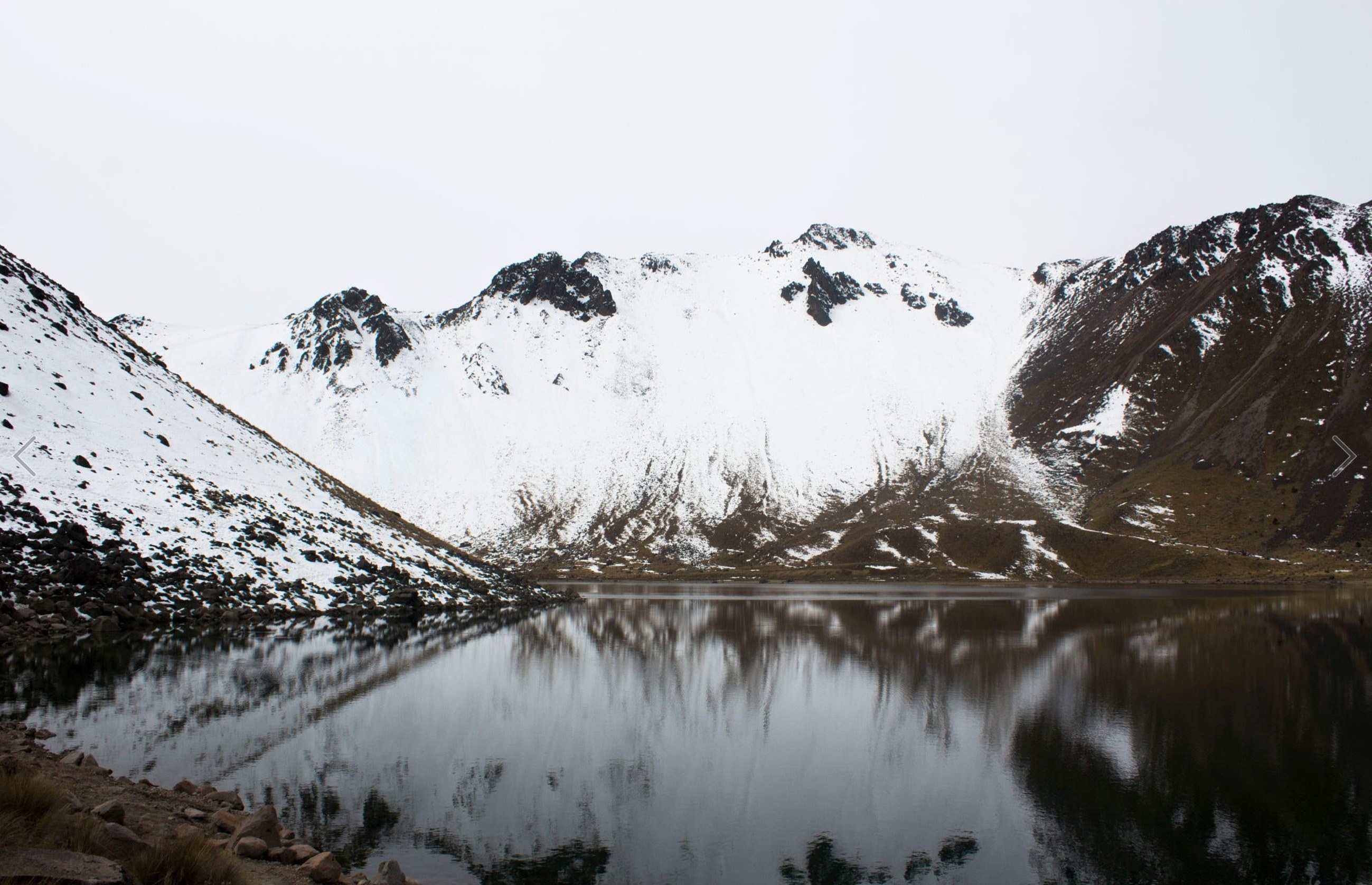 a lake reflecting a snow capped mountain at the shore, nevado de toluca 4k, HD Wallpaper