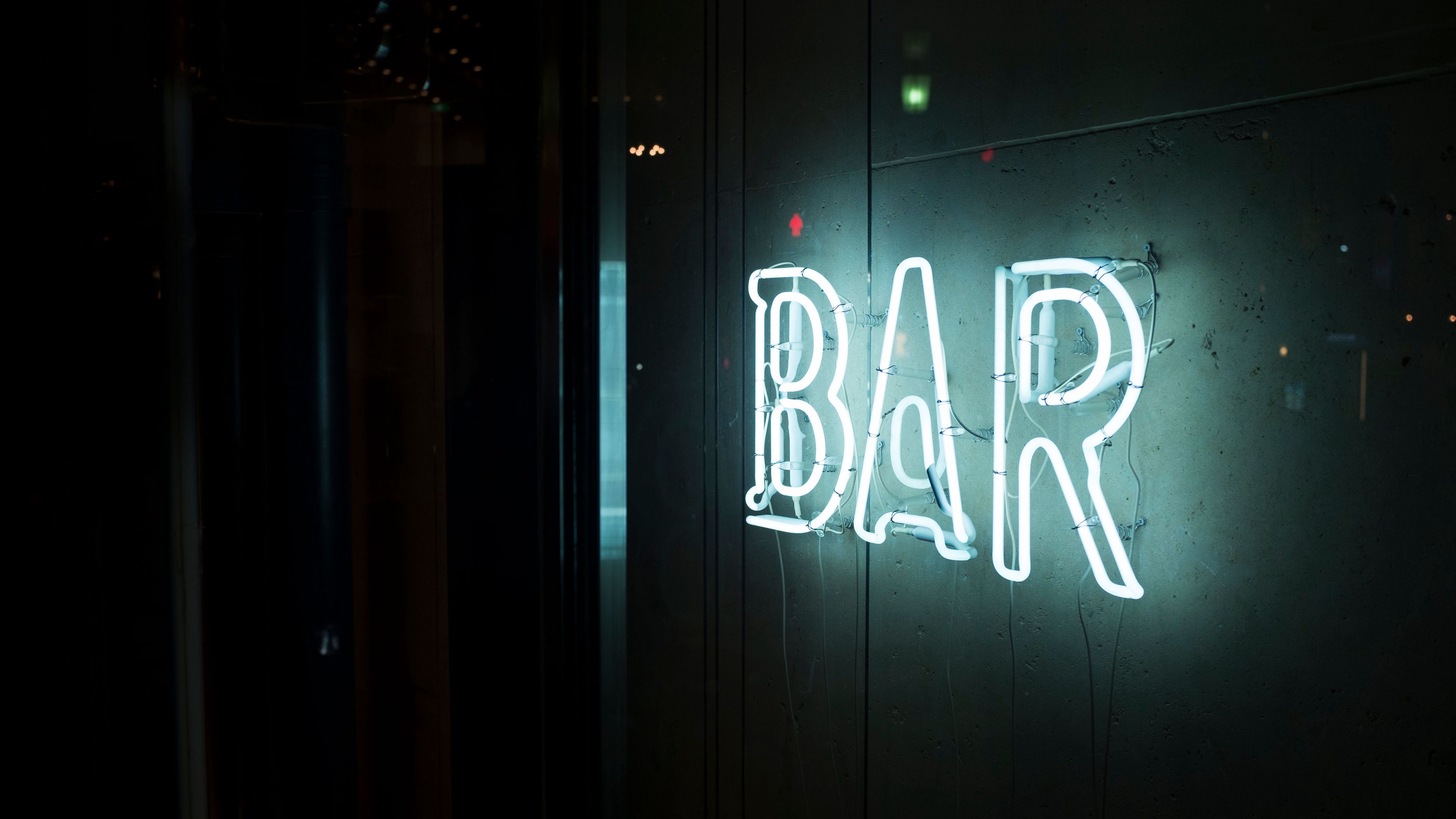 inscription, bar, wall, light, 4k, HD Wallpaper