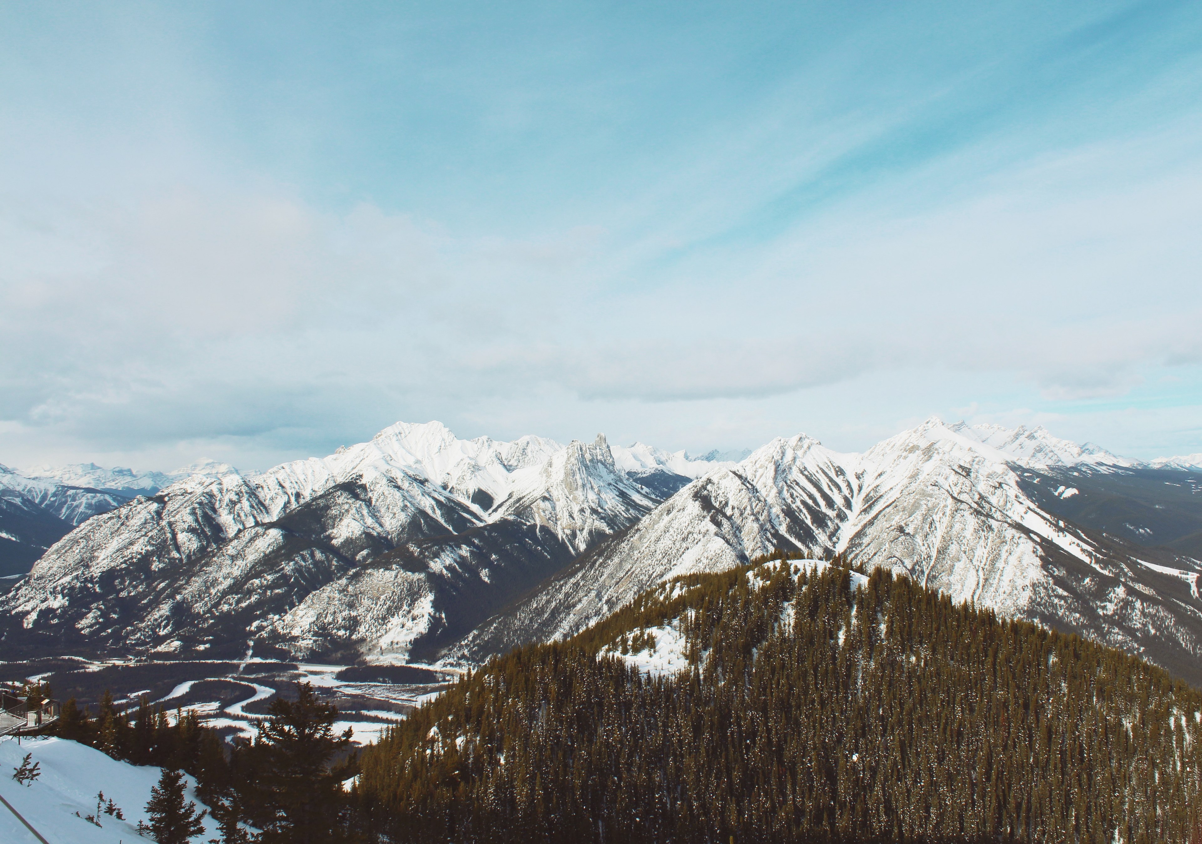 a mountain valley under a snow blanket in banff, banff mountains 4k, HD Wallpaper