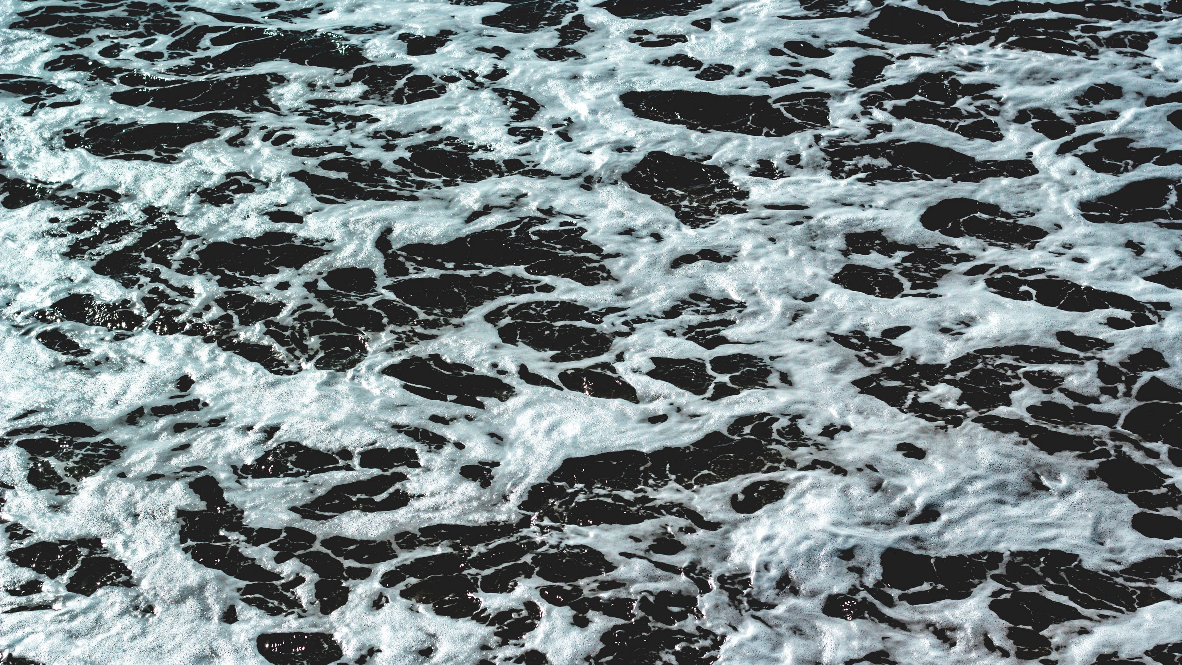 waves, foam, sea, surface, 4k, HD Wallpaper