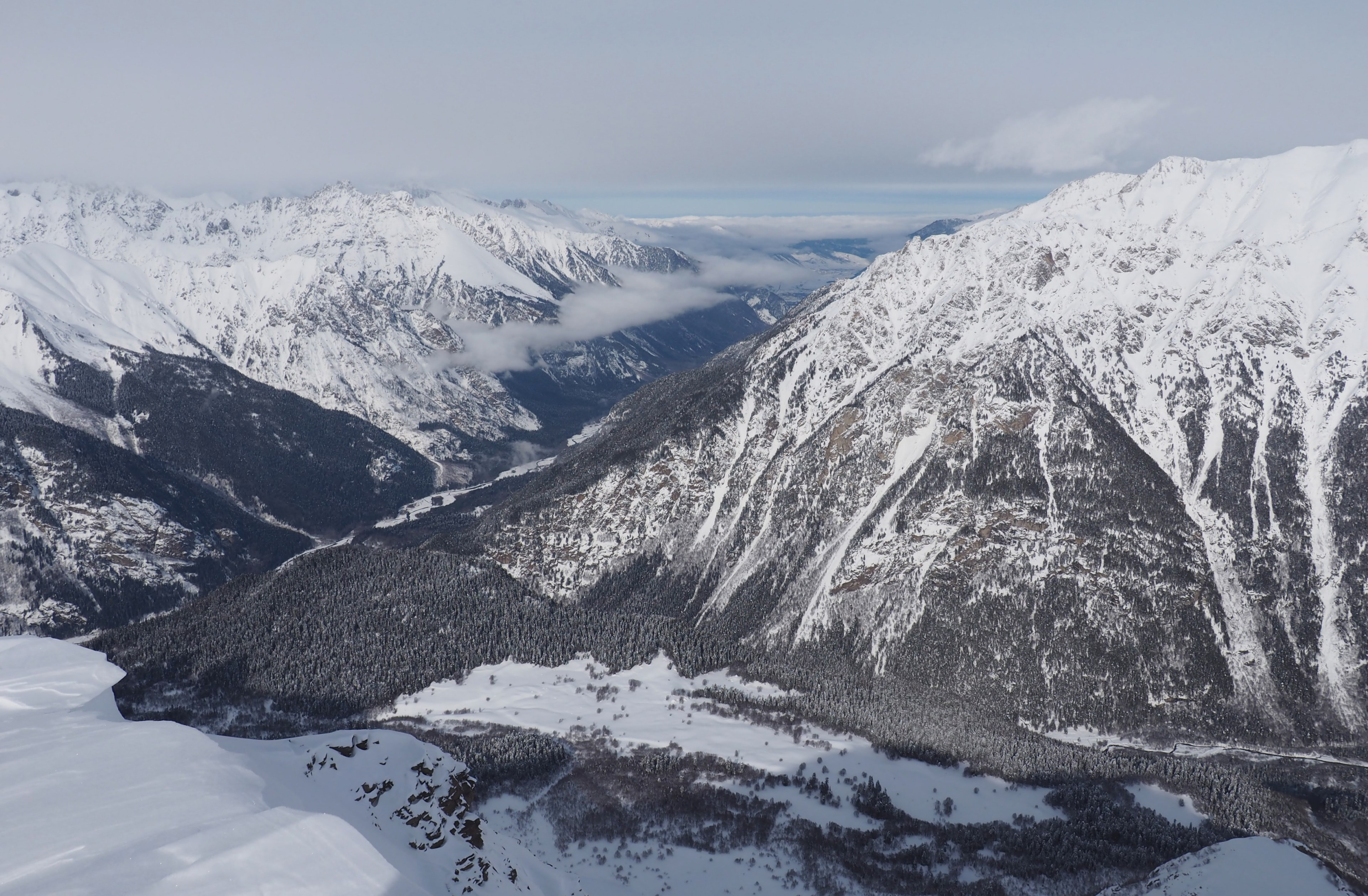 a scenic view of snow covered mountains in dombay, _snow covered mountains in dombay 4k, HD Wallpaper