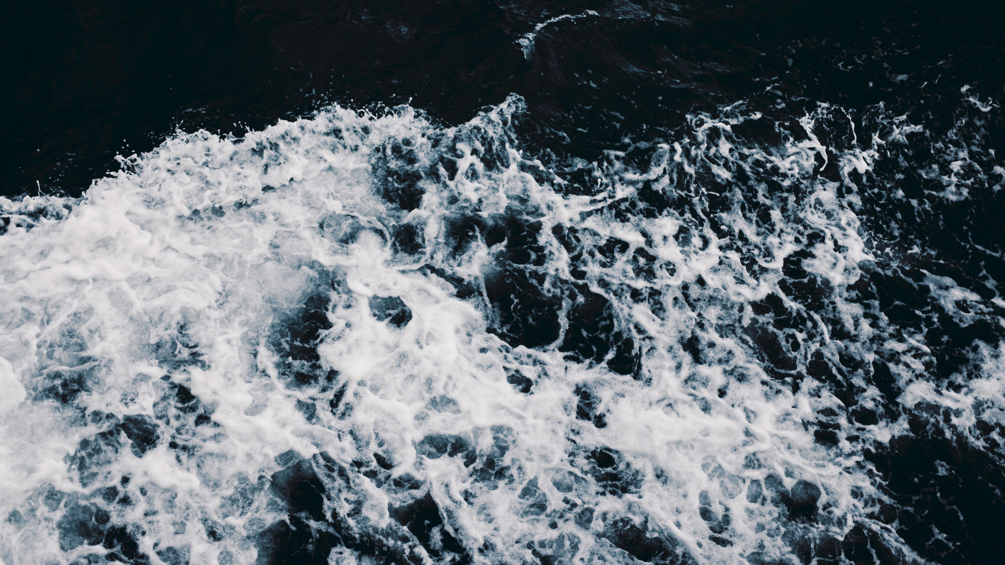 waves, sea, swash, foam, 4k, HD Wallpaper