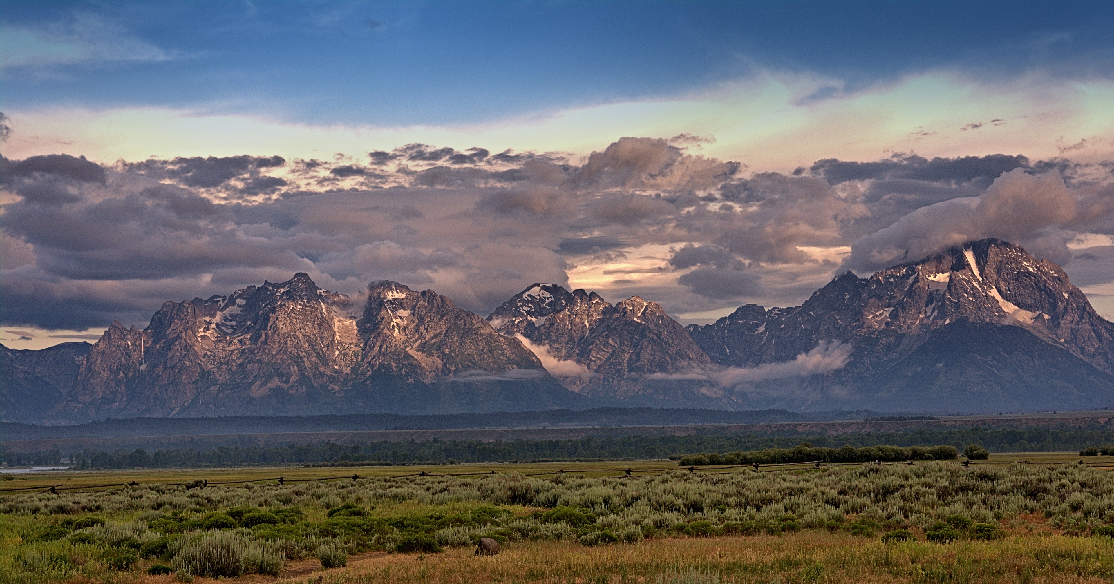 grand tetons morning clouds 4k, HD Wallpaper