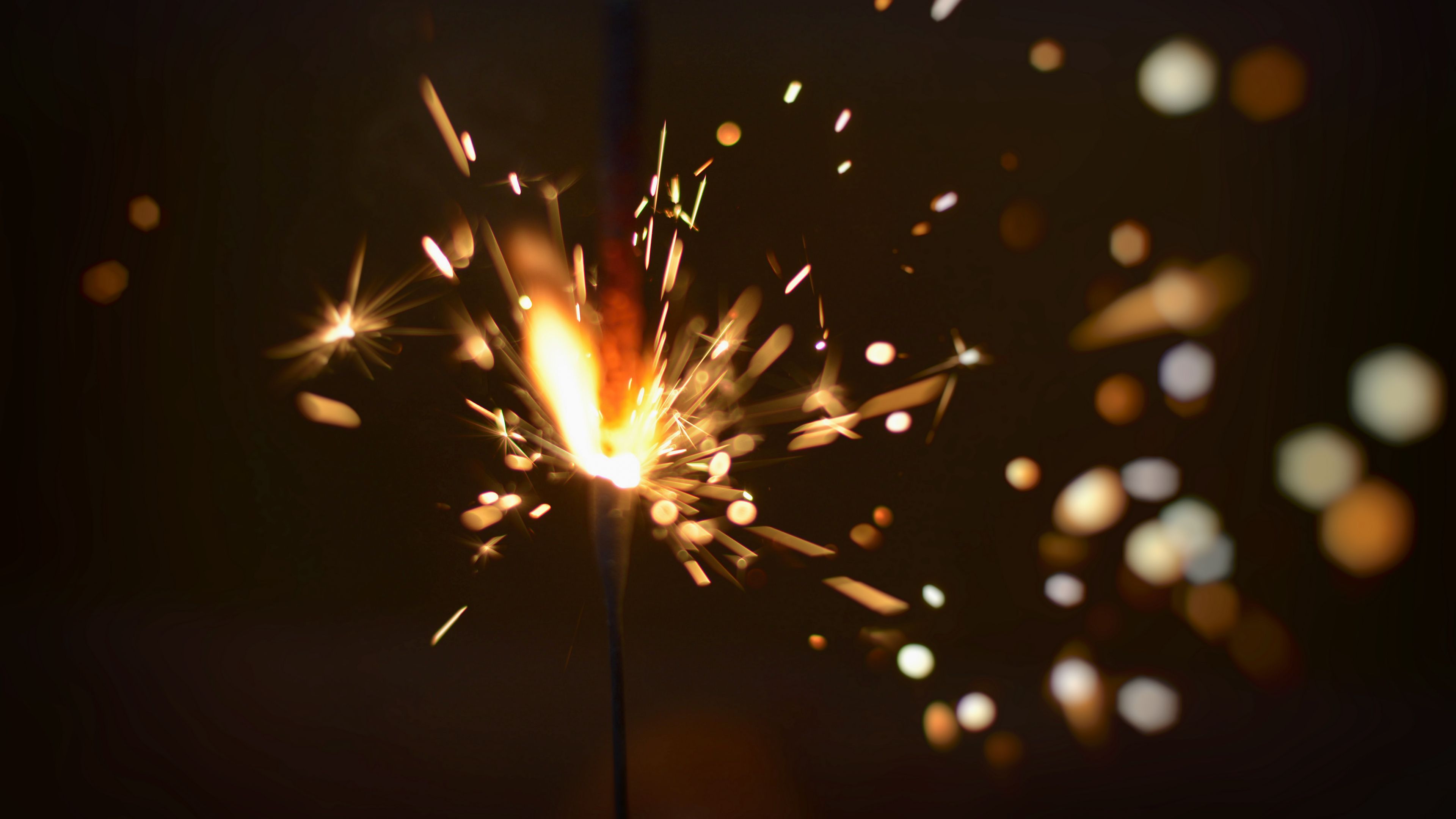sparkler, sparks, glare, 4k, HD Wallpaper