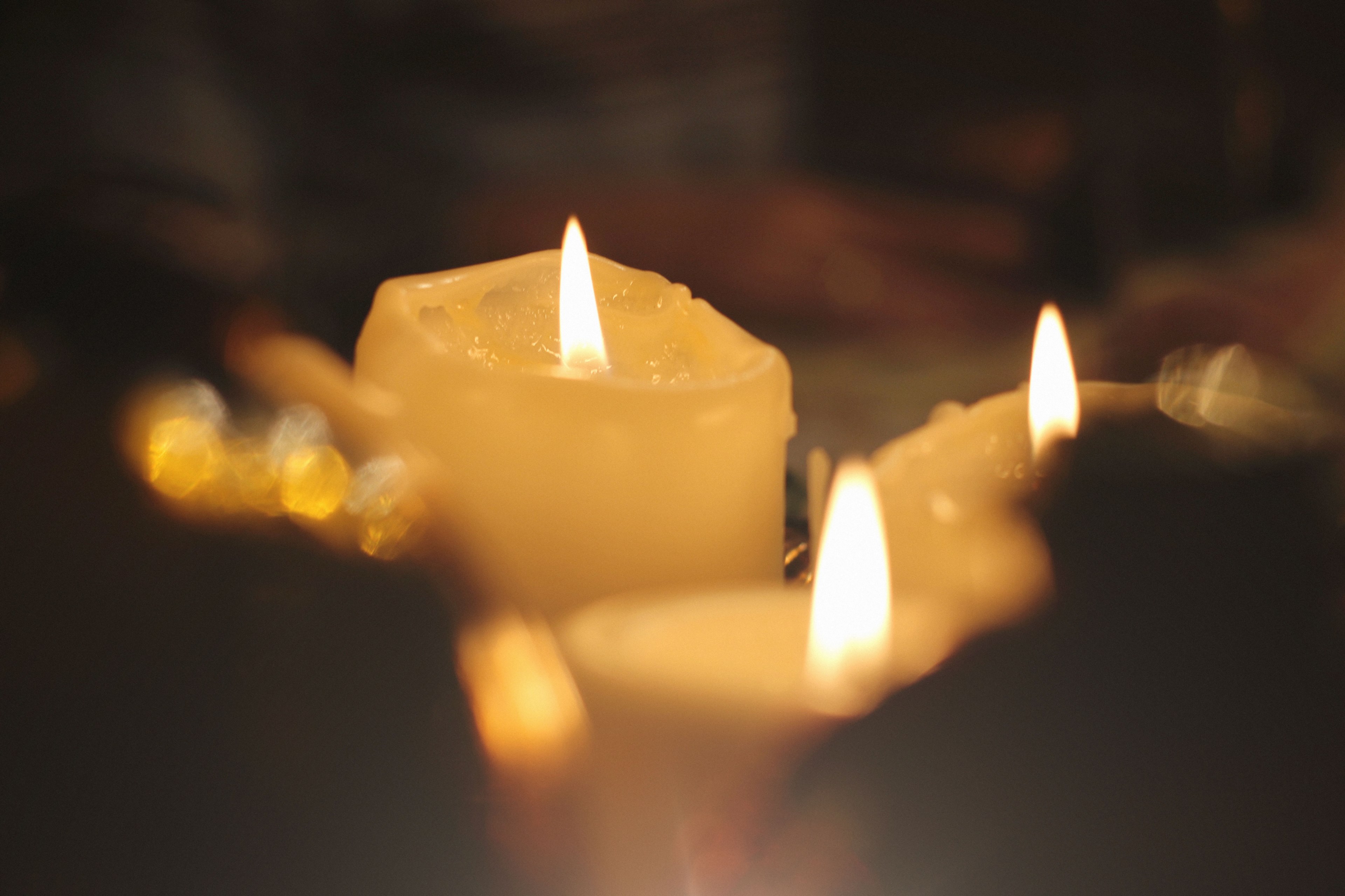 christma light candlelight and candle 4k, HD Wallpaper