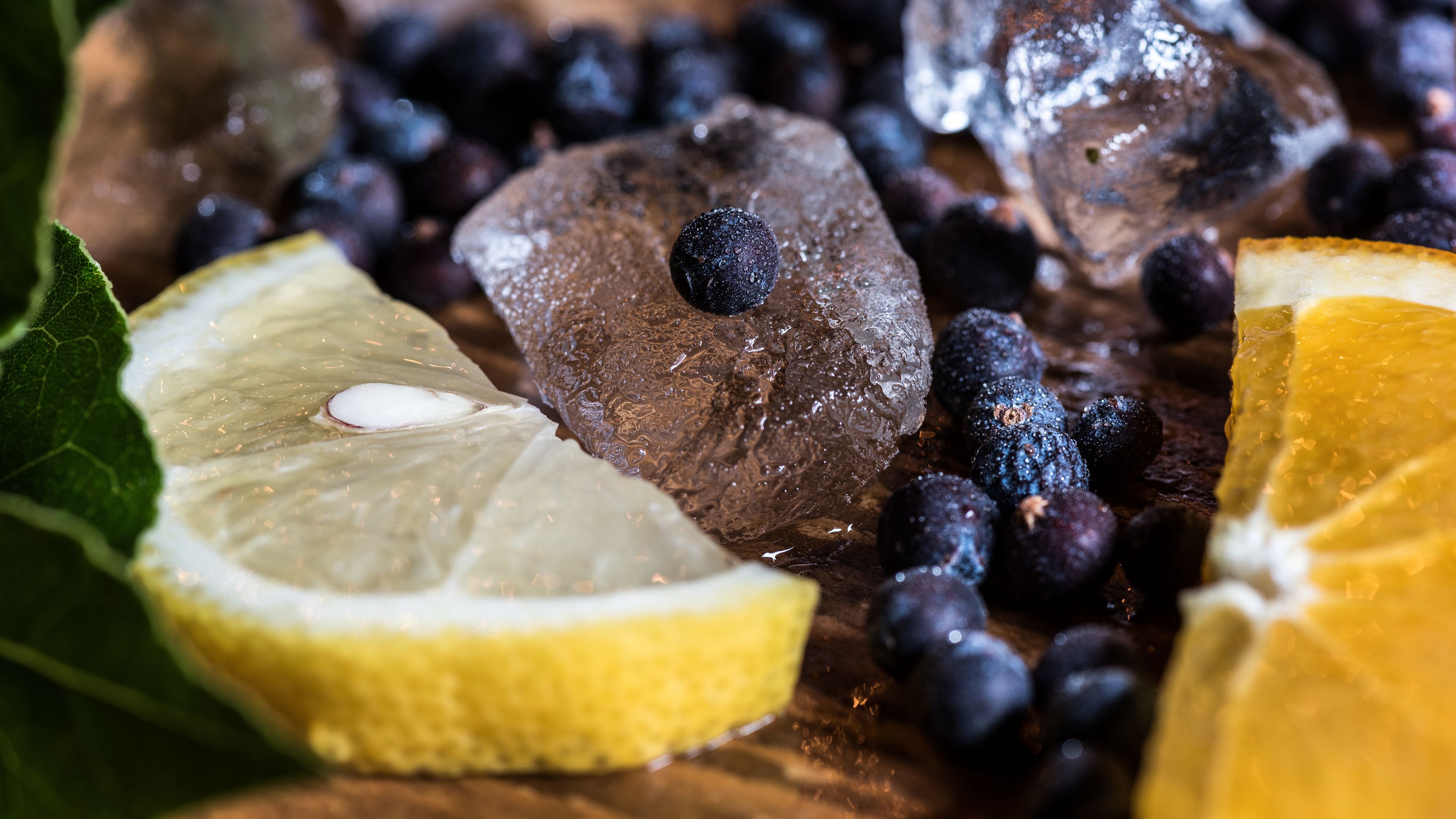 lemon, ice, currants, 4k, HD Wallpaper