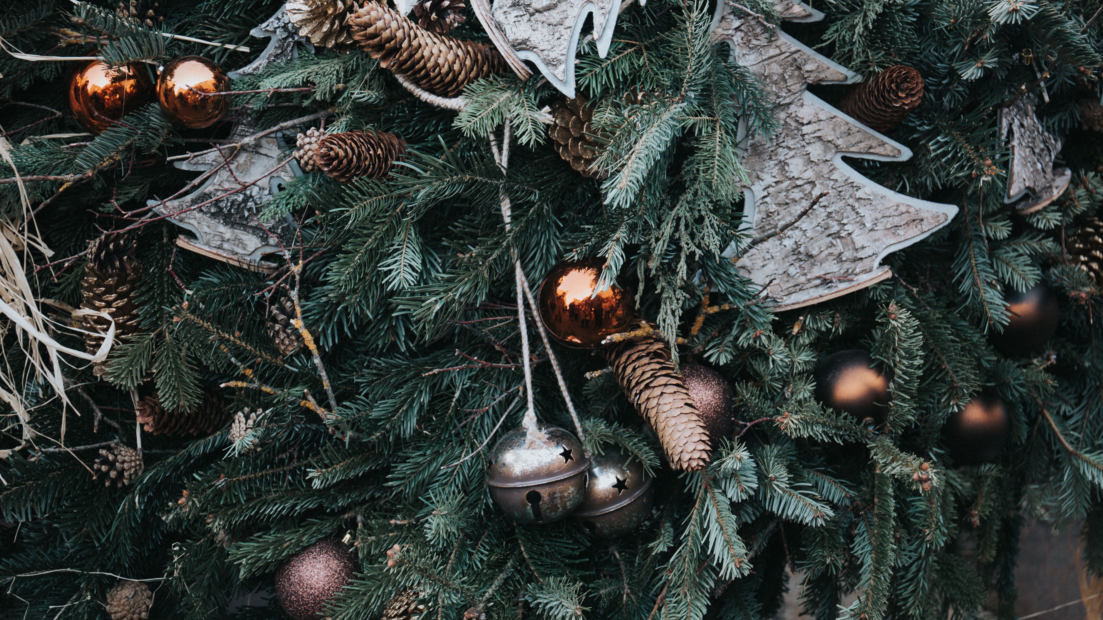christmas, new year, christmas ornaments, cones, 4k, HD Wallpaper