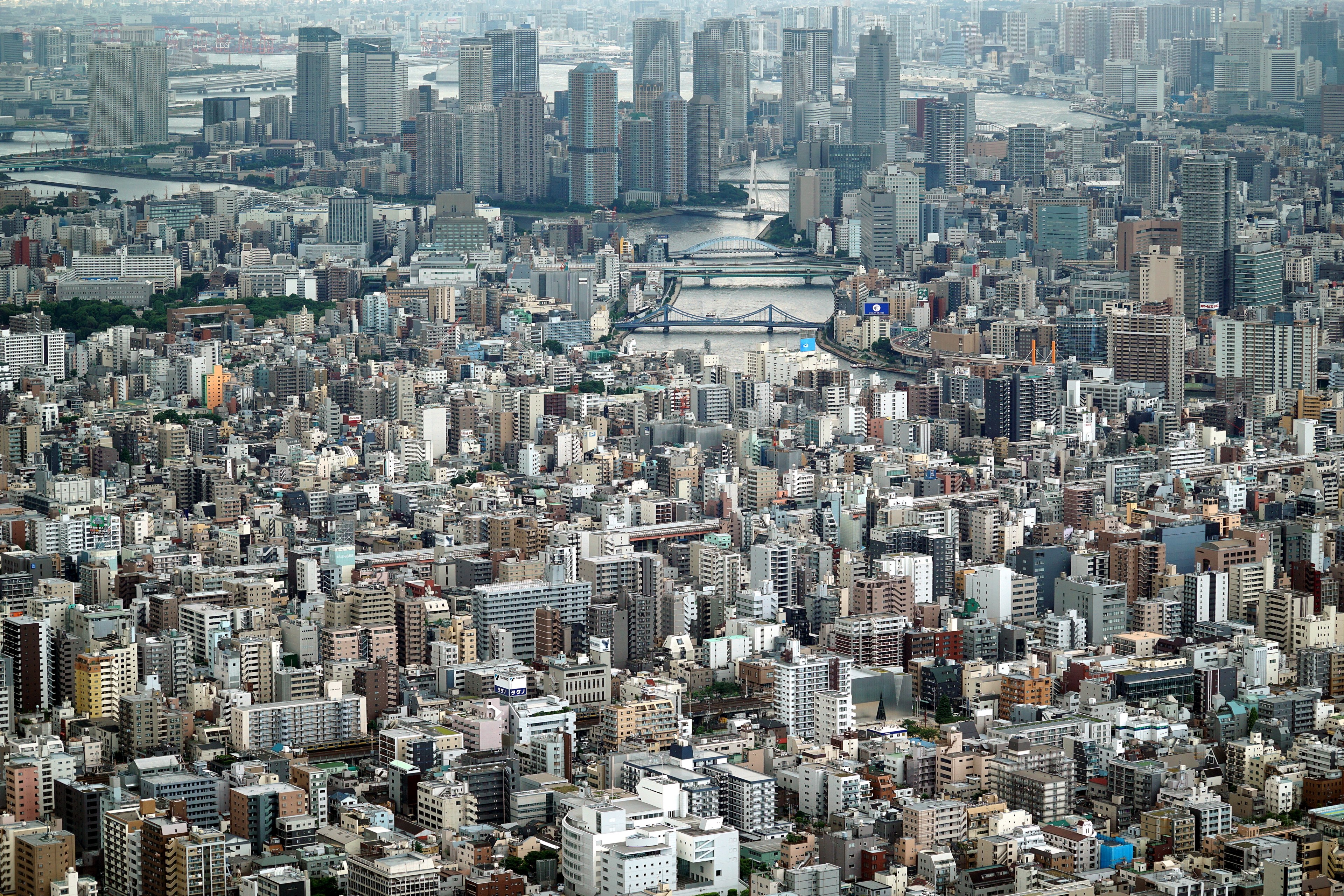 the panorama of tokyo with tower blocks and skyscrapers, tokyo panorama 4k, HD Wallpaper
