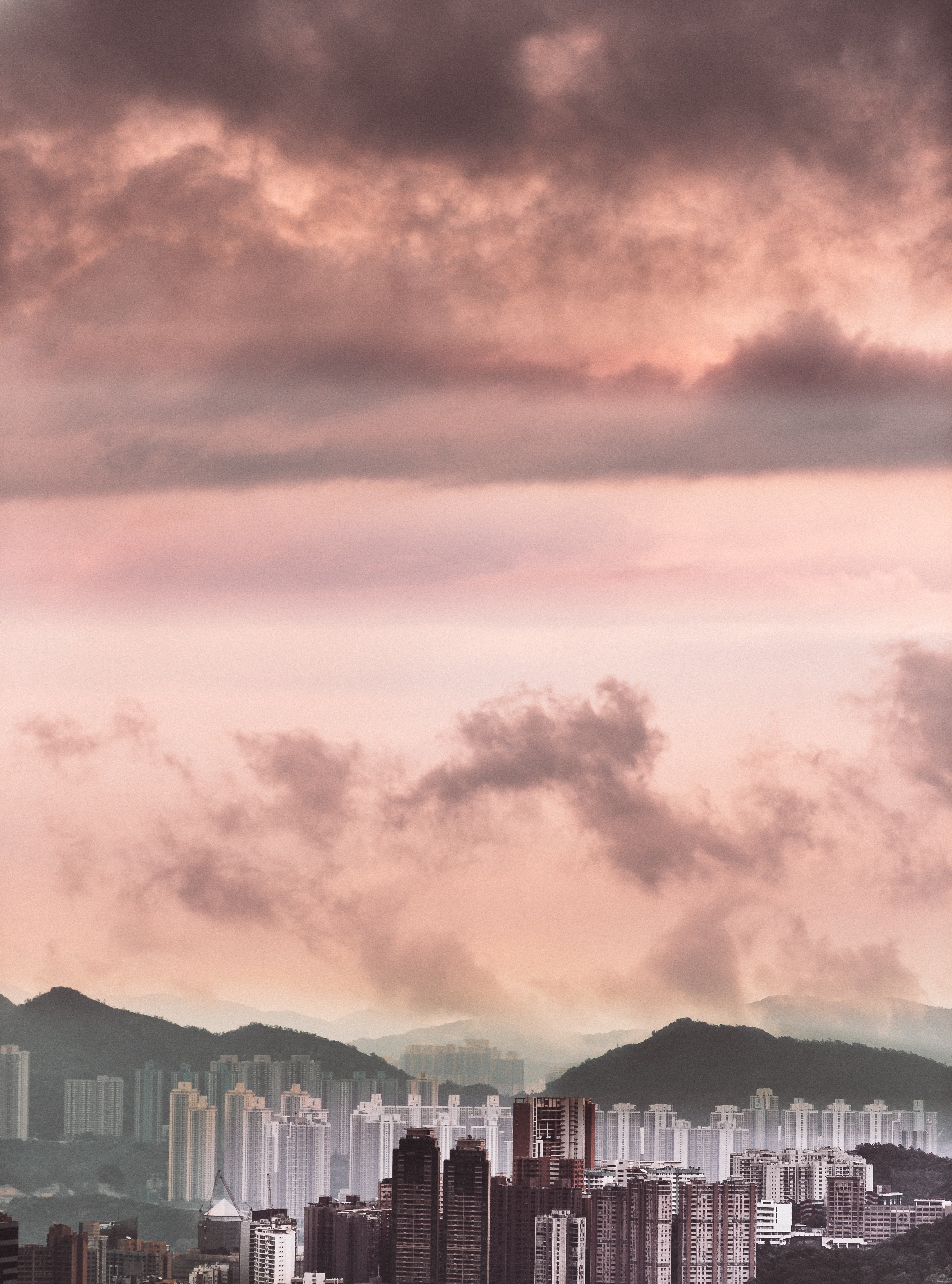 the sky over hong kong 4k, Phone HD Wallpaper
