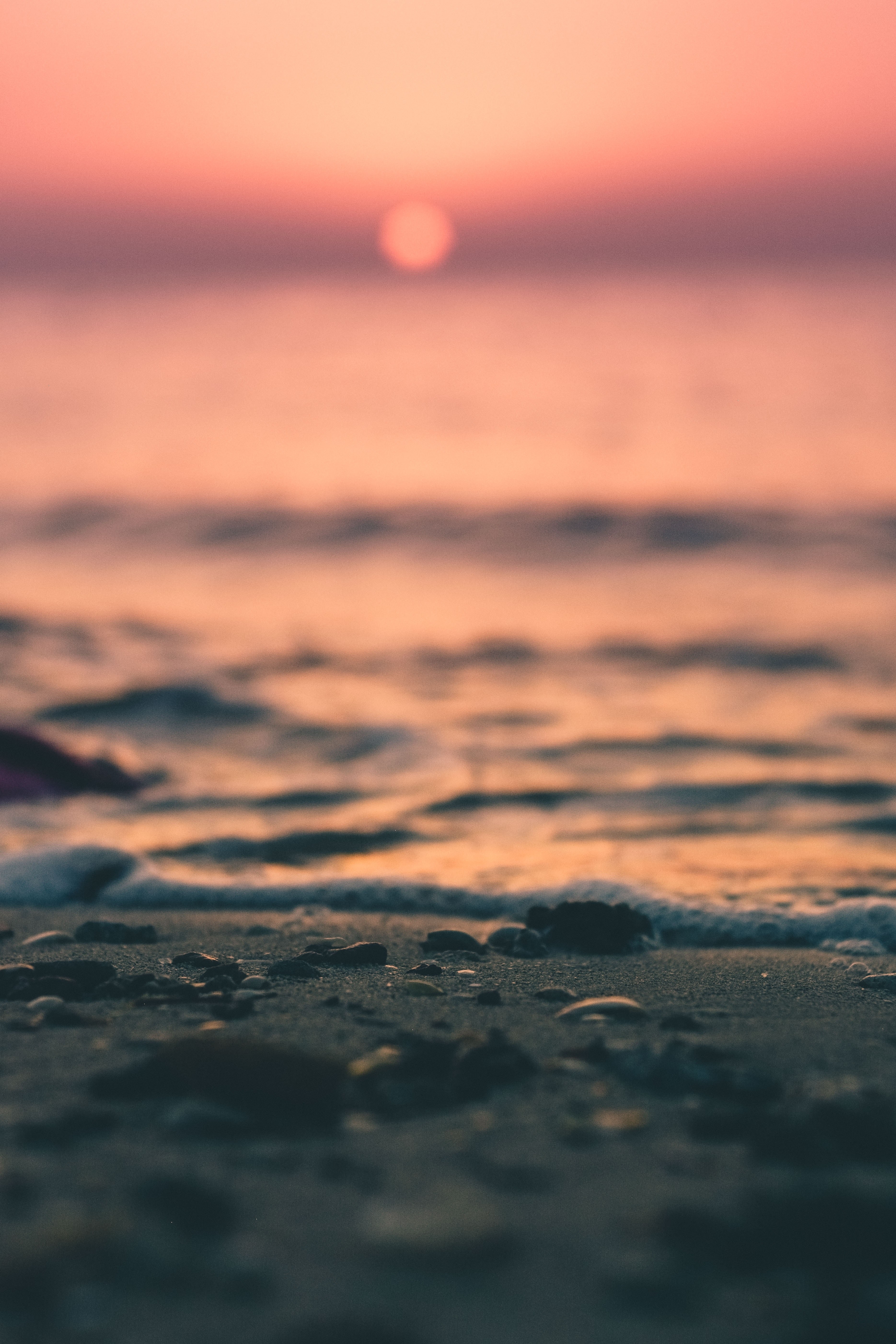 water foam sand and sunset hd, 4k, Phone HD Wallpaper