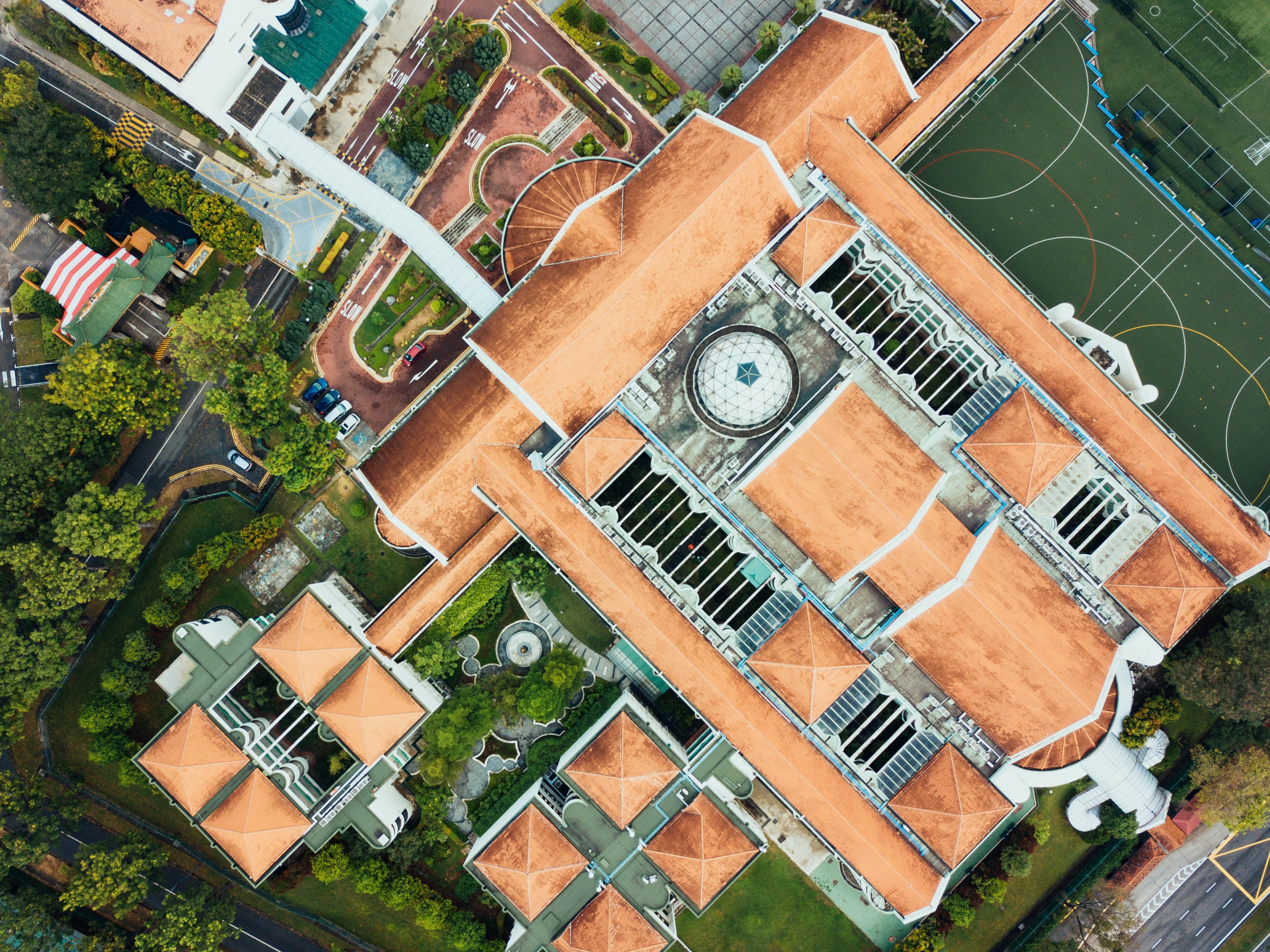 aerial view roof rooftop and building 4k, HD Wallpaper