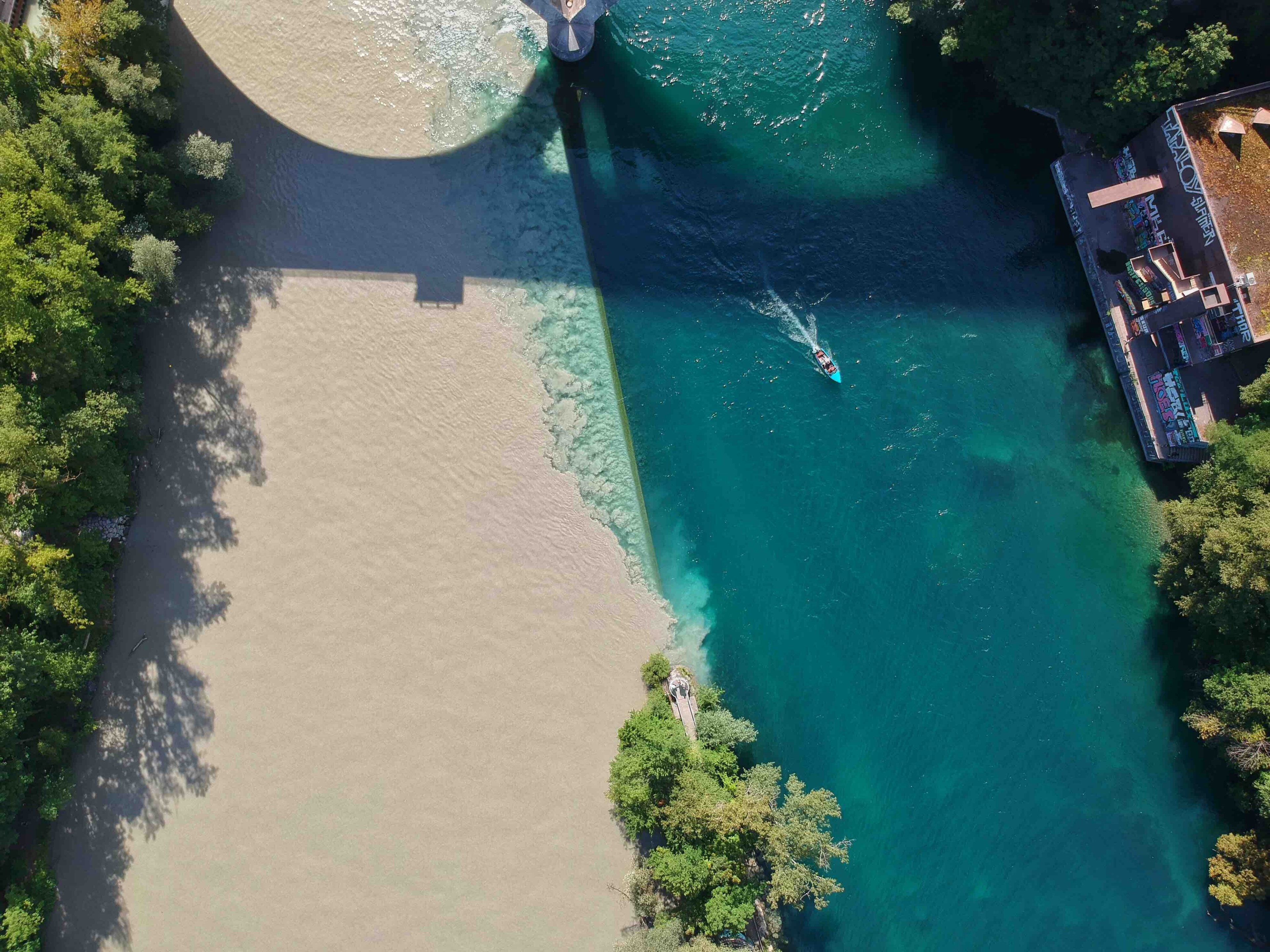 when rhne meets larve river in geneva switzerla 4k, HD Wallpaper