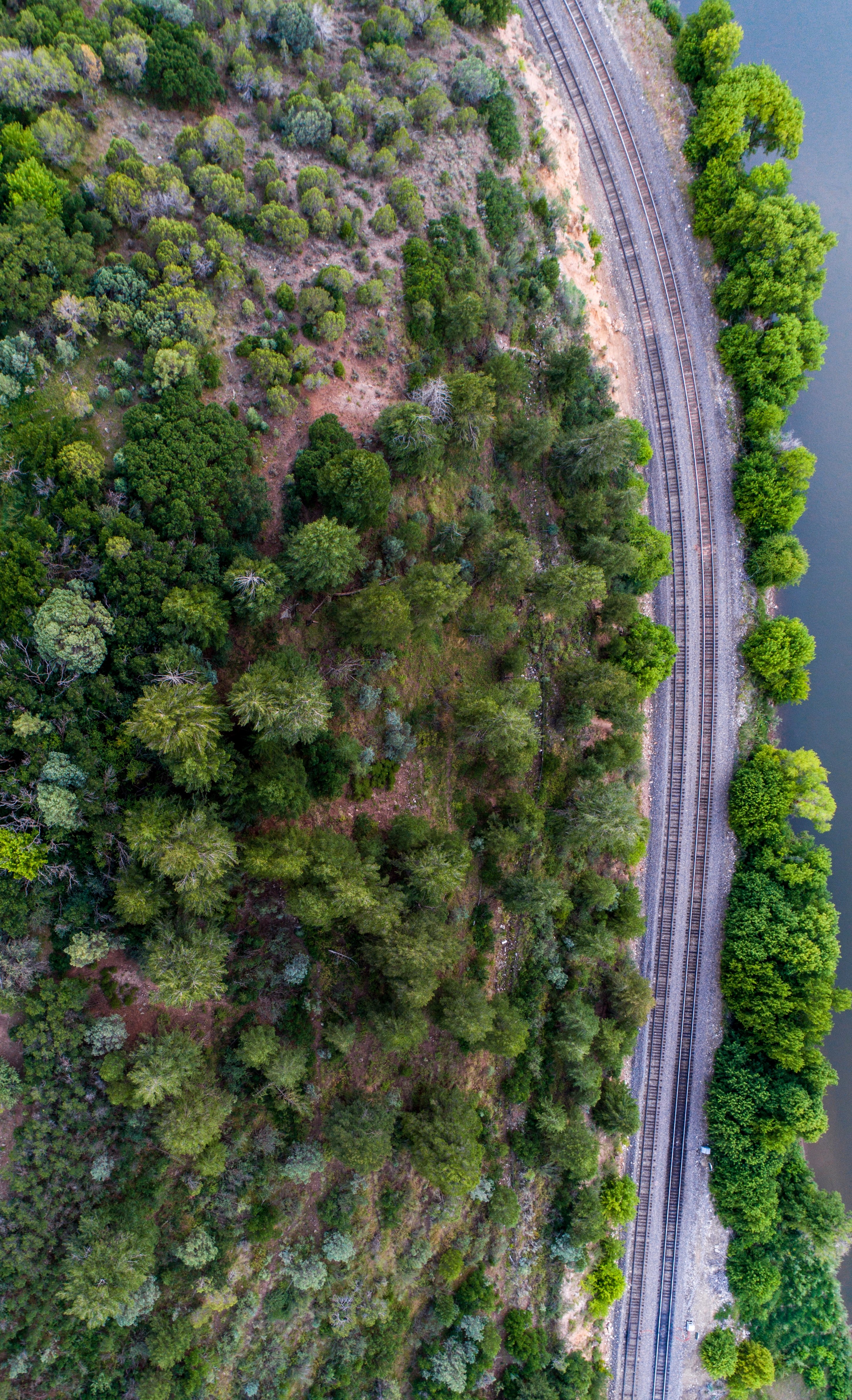 dji drone road and railroad hd, 4k, Phone HD Wallpaper