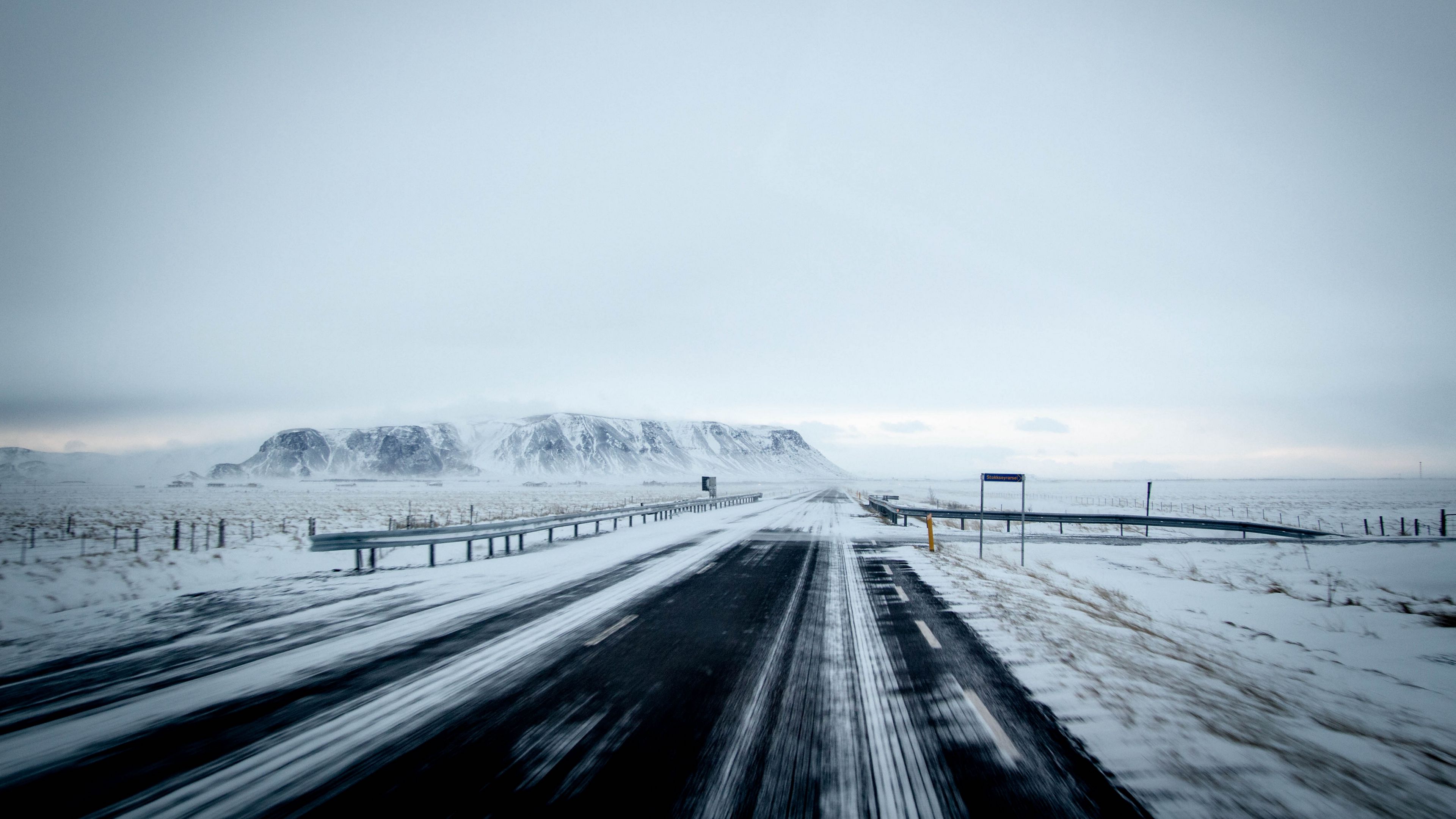 road, winter, snow, 4k, HD Wallpaper