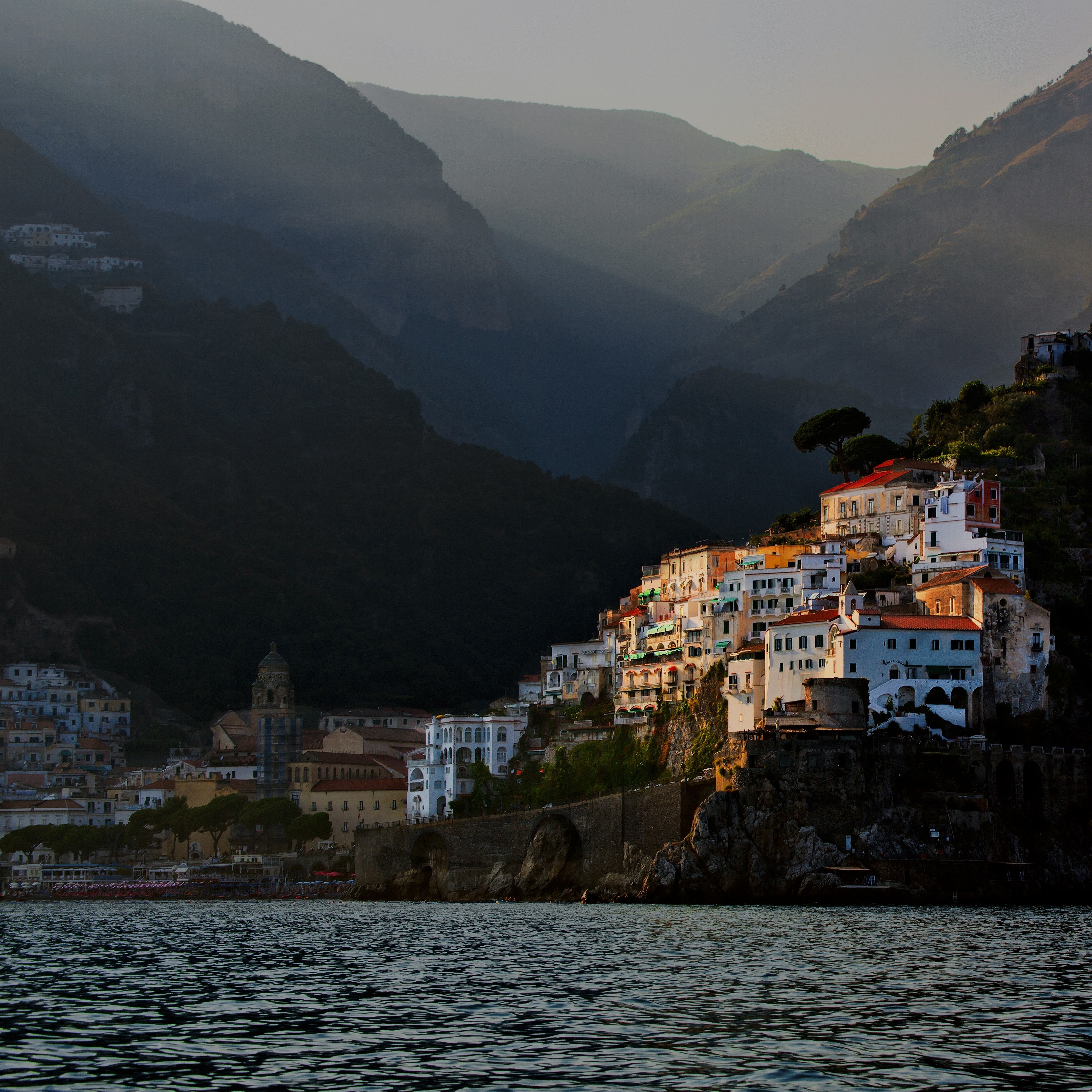 sunset in amalfi 4k, HD Wallpaper