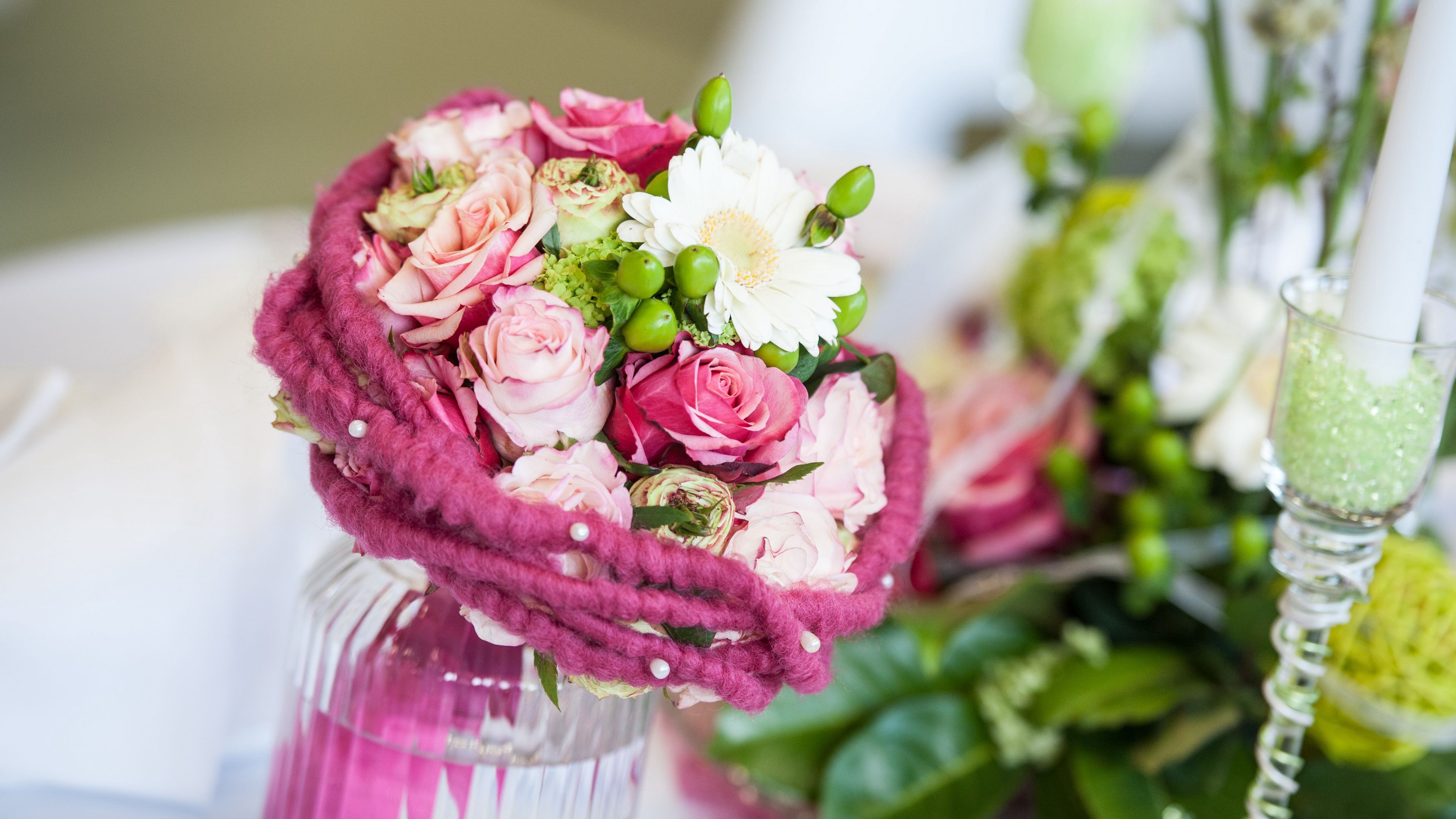 bouquet, composition, vase, 4k, HD Wallpaper