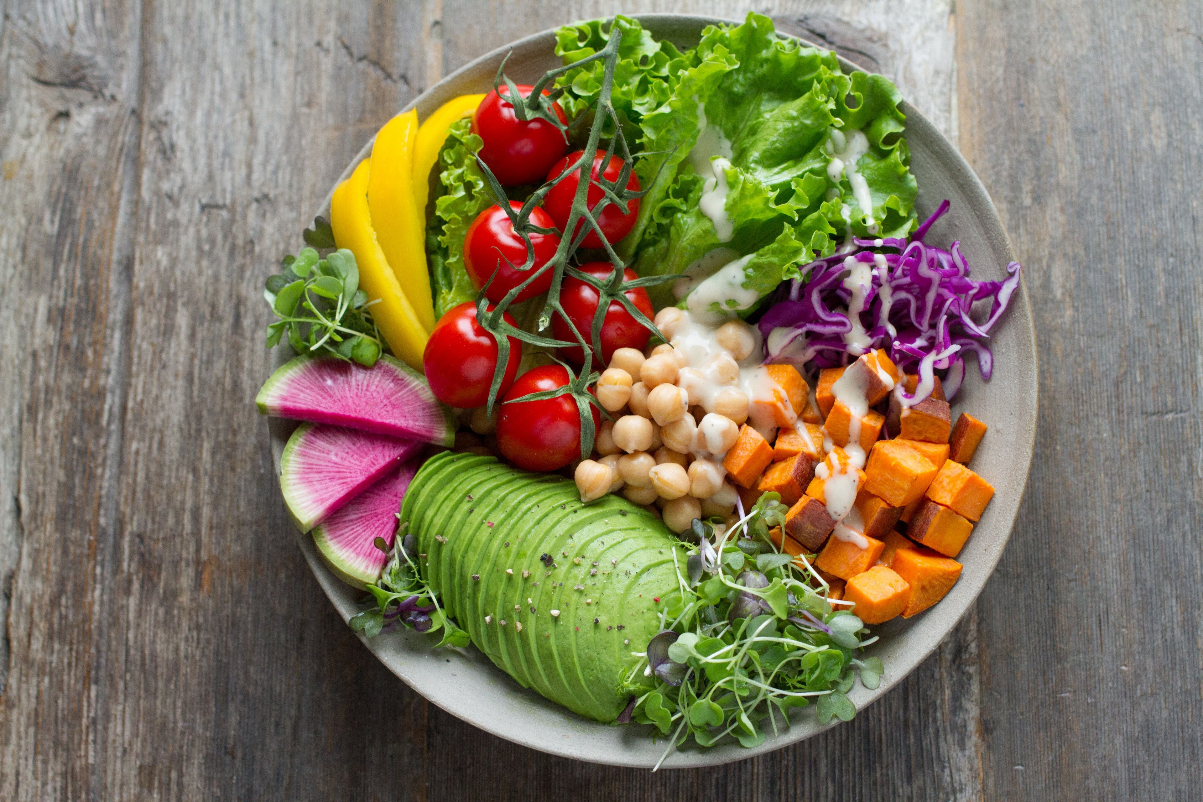 vegan salad bowl 4k, HD Wallpaper