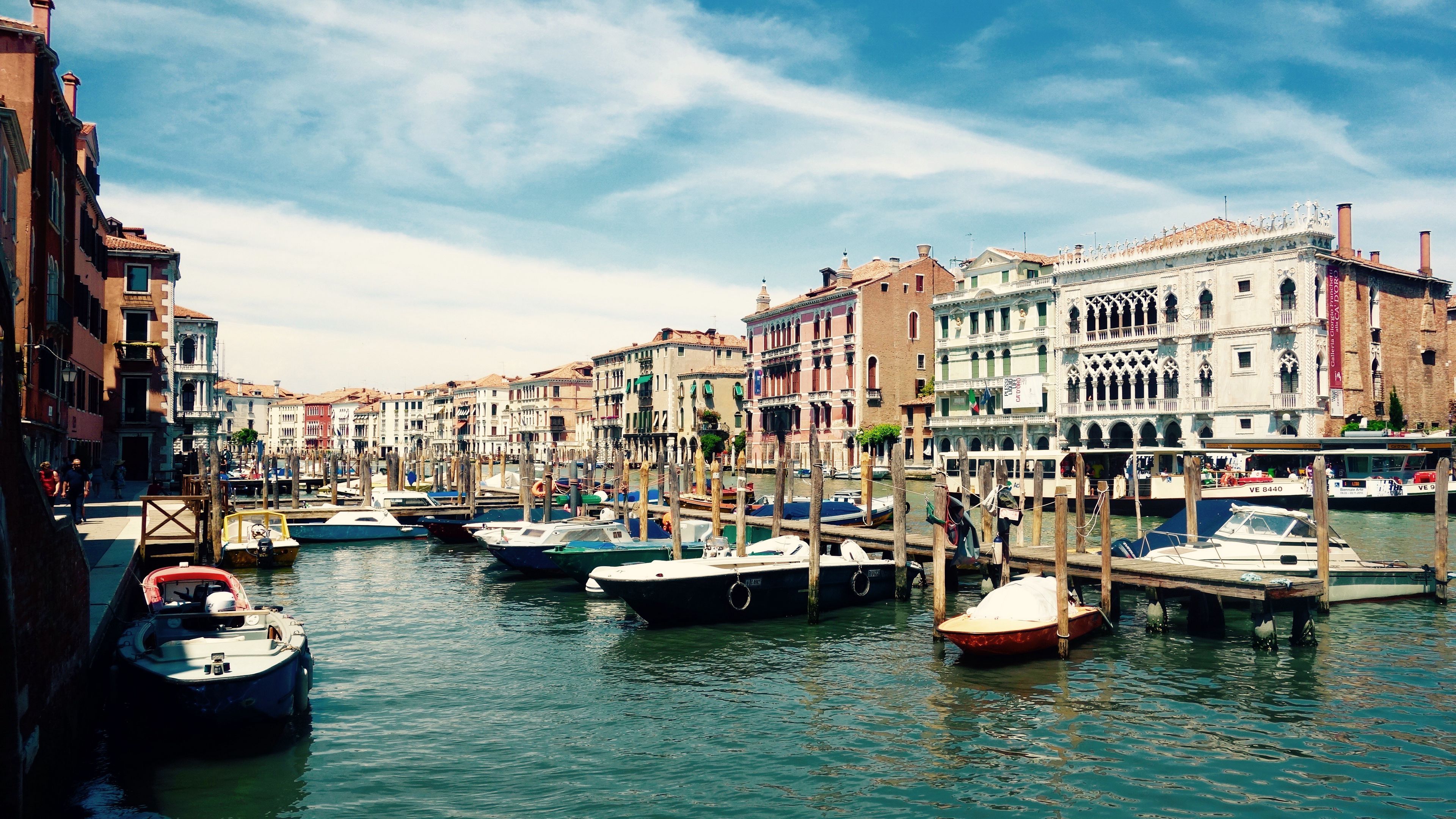 venice, italy, grand canal, gondolas, 4k, HD Wallpaper