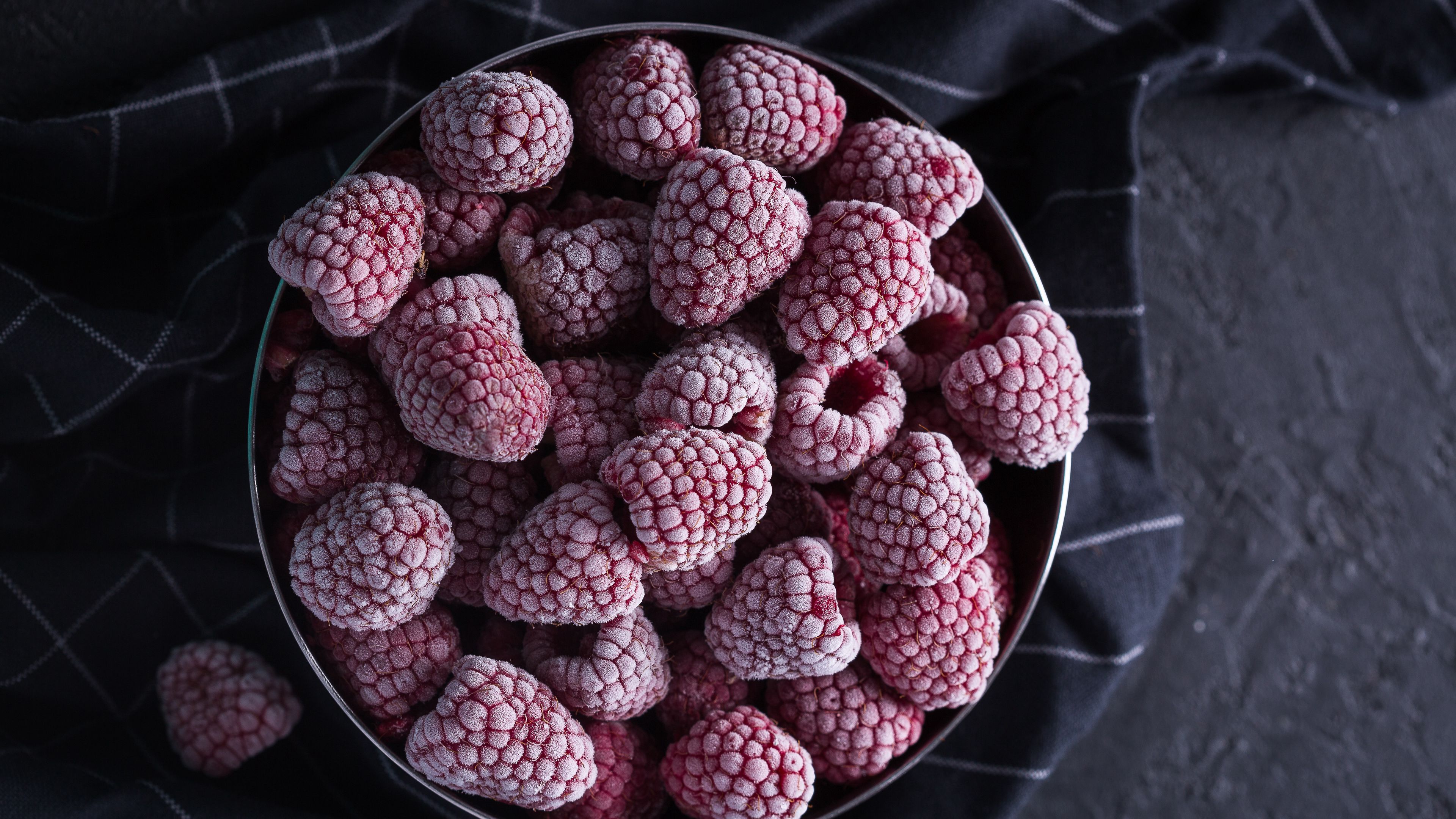 raspberries, berries, frozen, 4k, HD Wallpaper