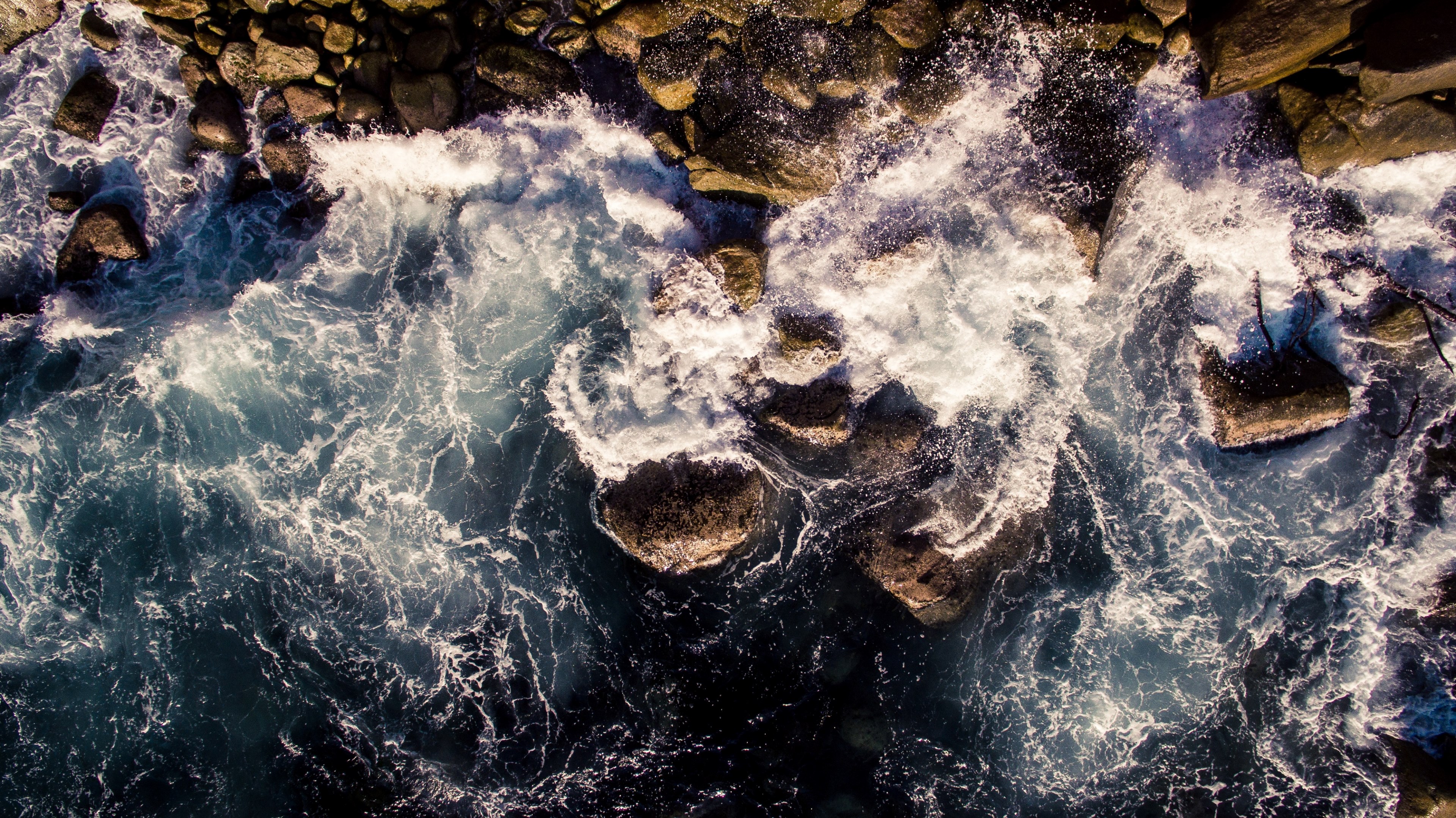 water rock sea and wafe 4k, HD Wallpaper