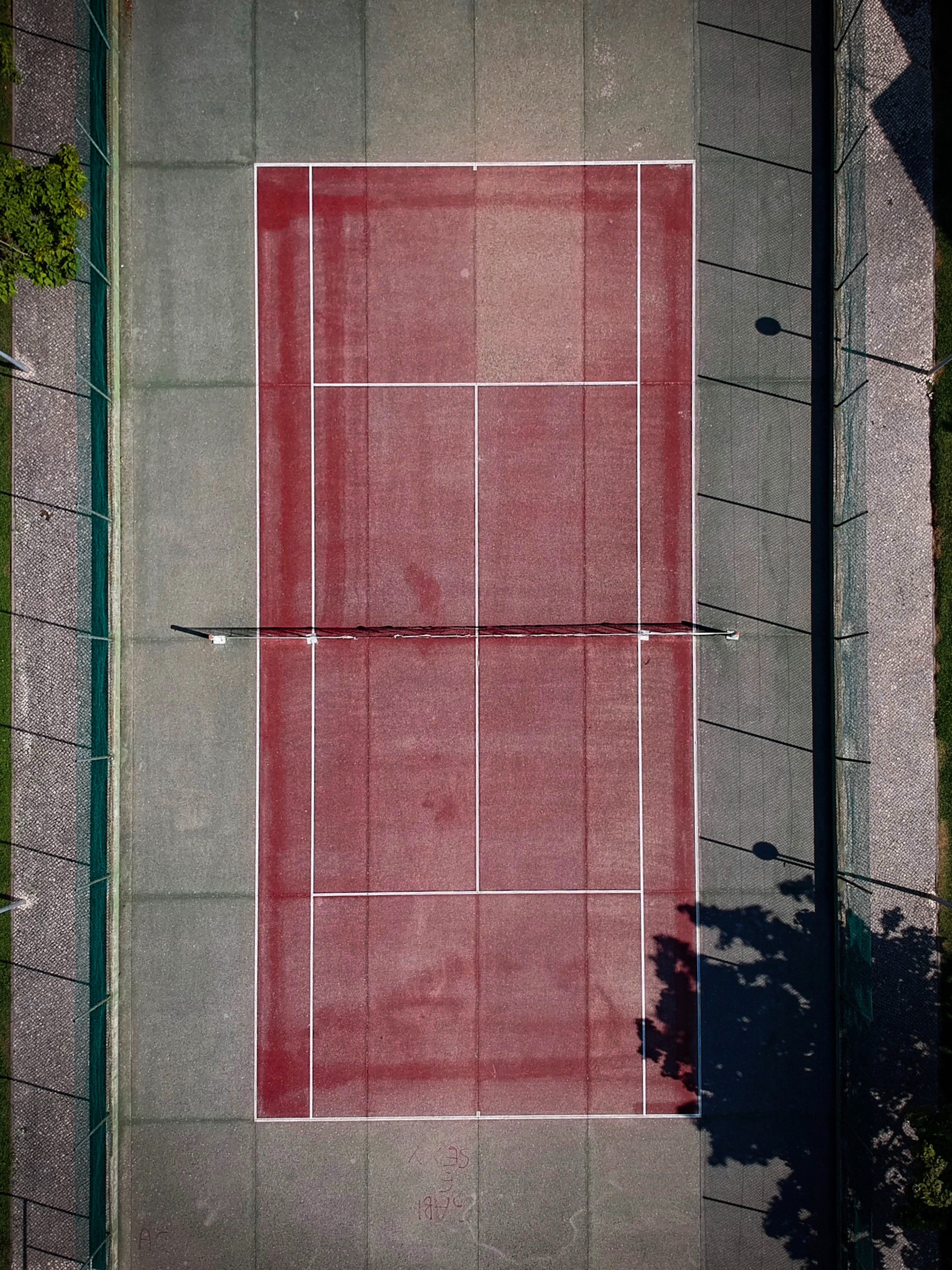 a drone shot of a red tennis court, my first drone picture_ 4k, Phone HD Wallpaper