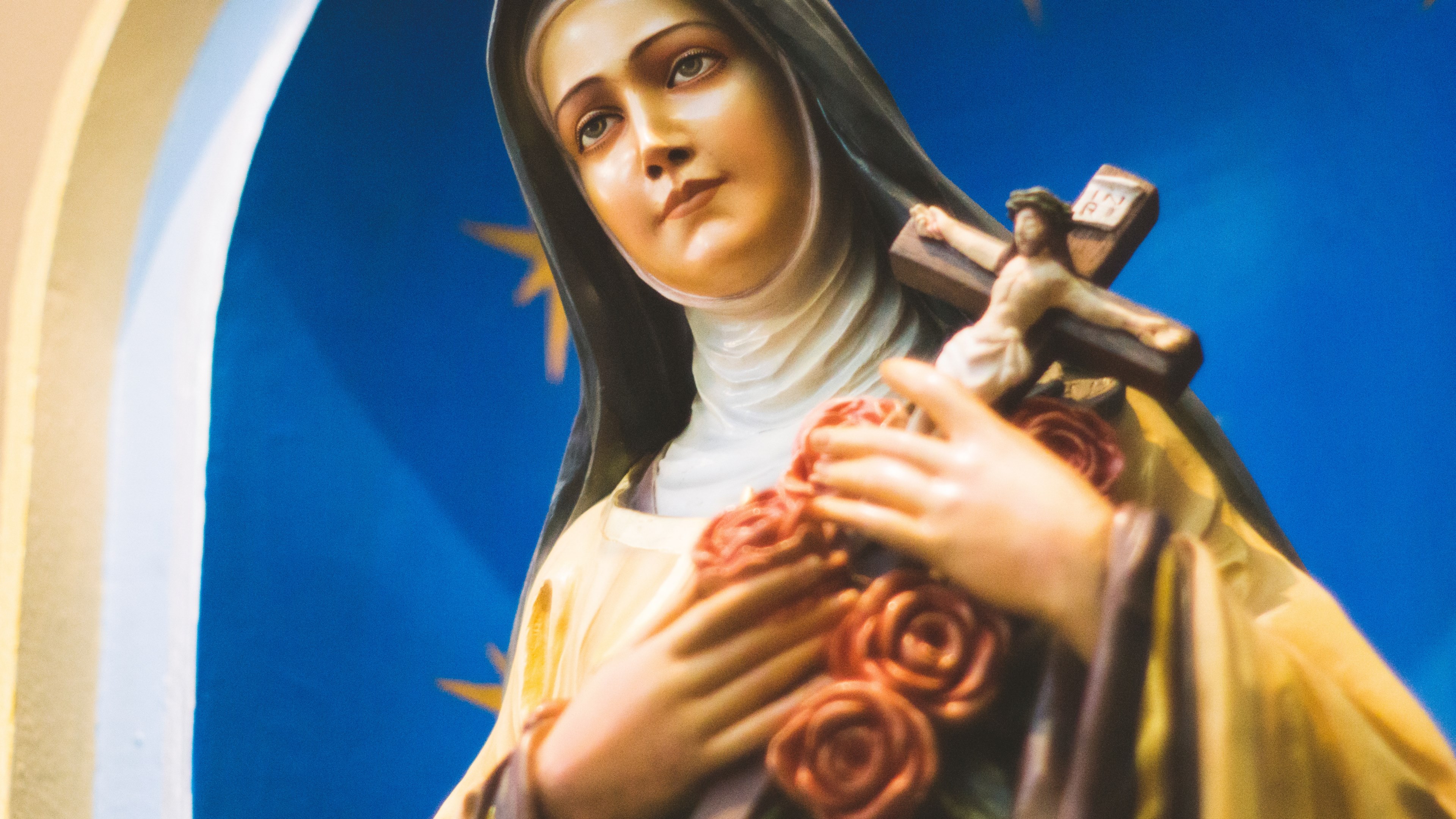 virgin mary and cross 4k, HD Wallpaper