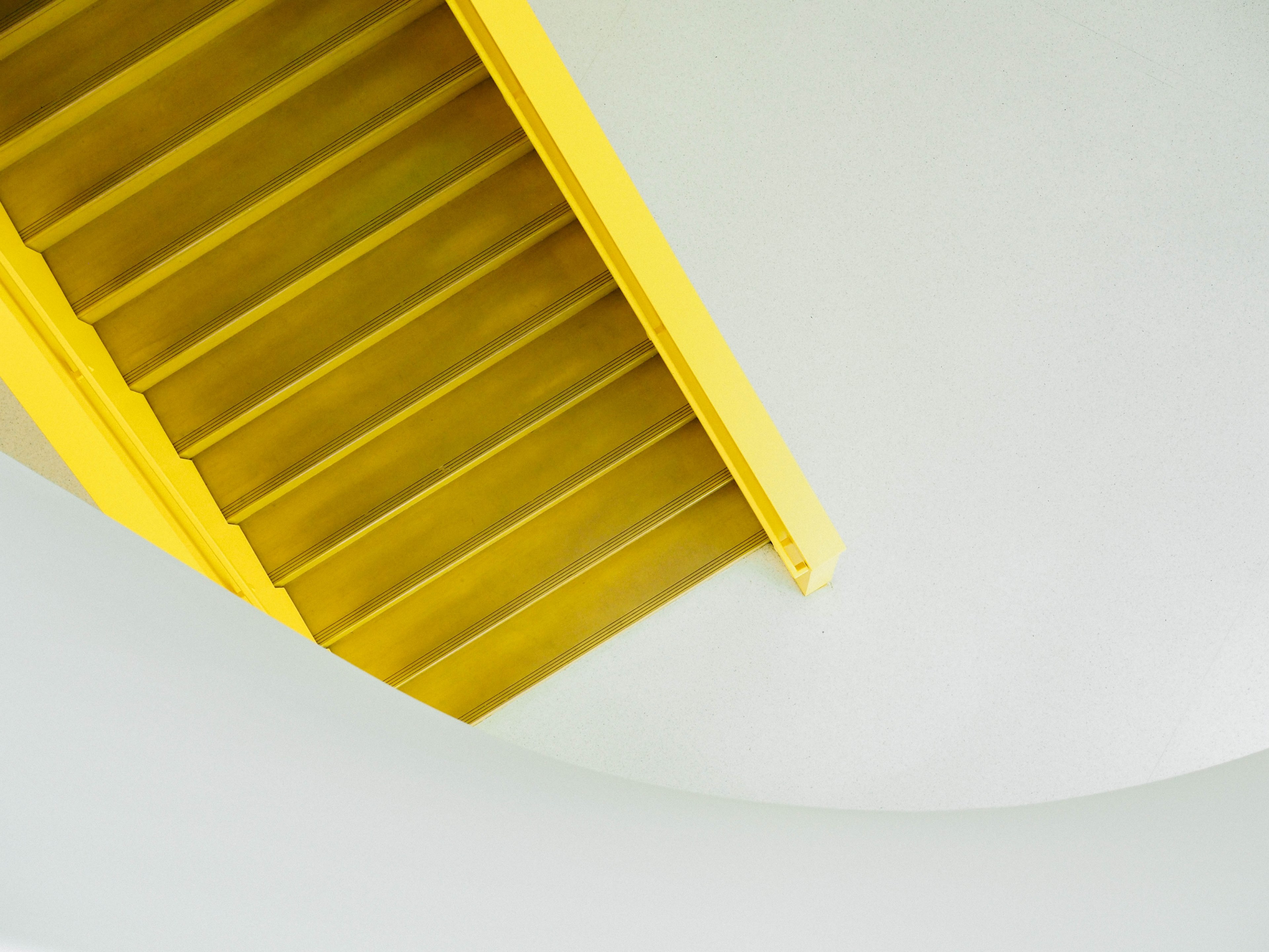 stair staircase painted and yellow 4k, HD Wallpaper
