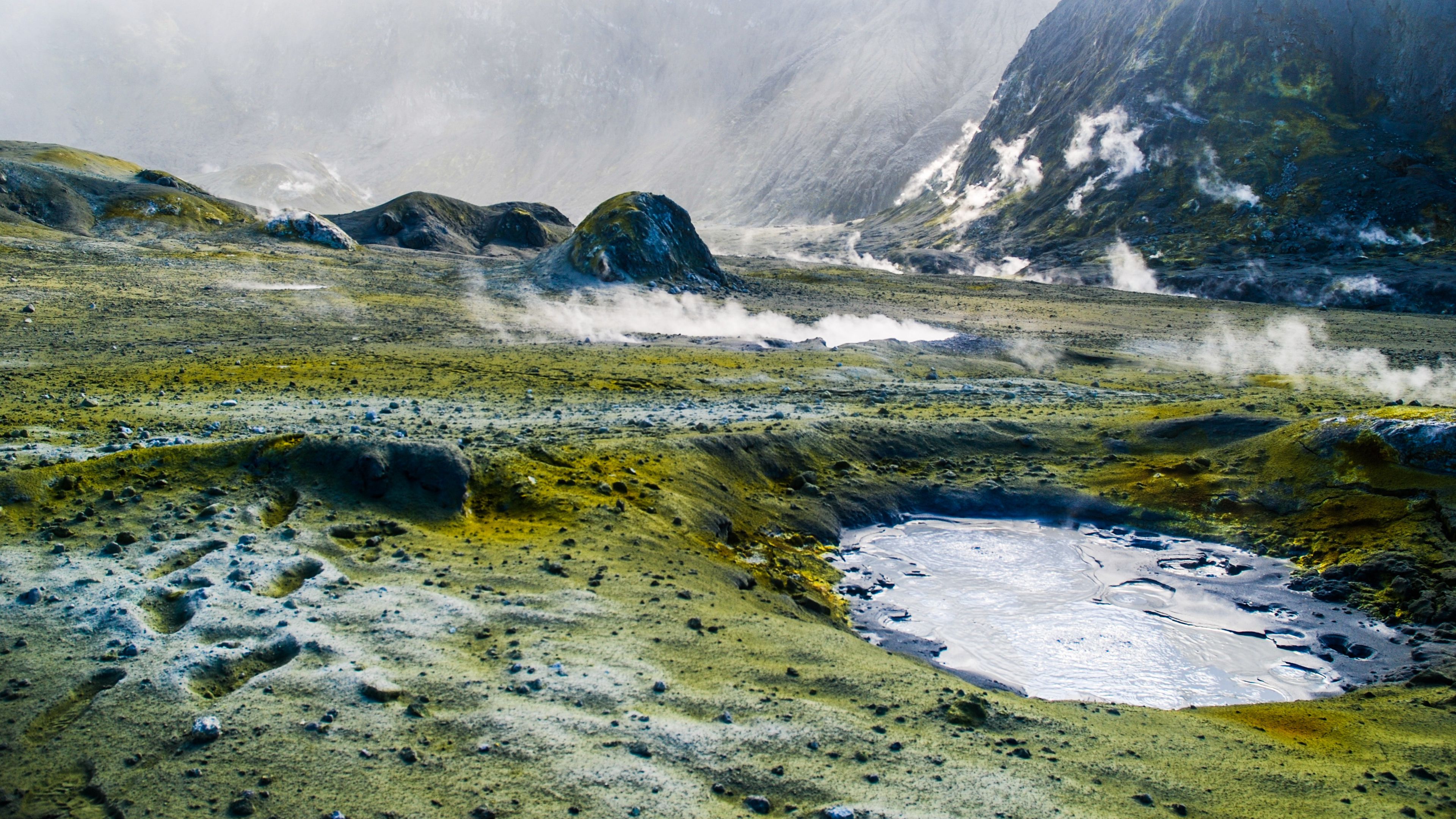 volcano, geyser, mountains, 4k, HD Wallpaper