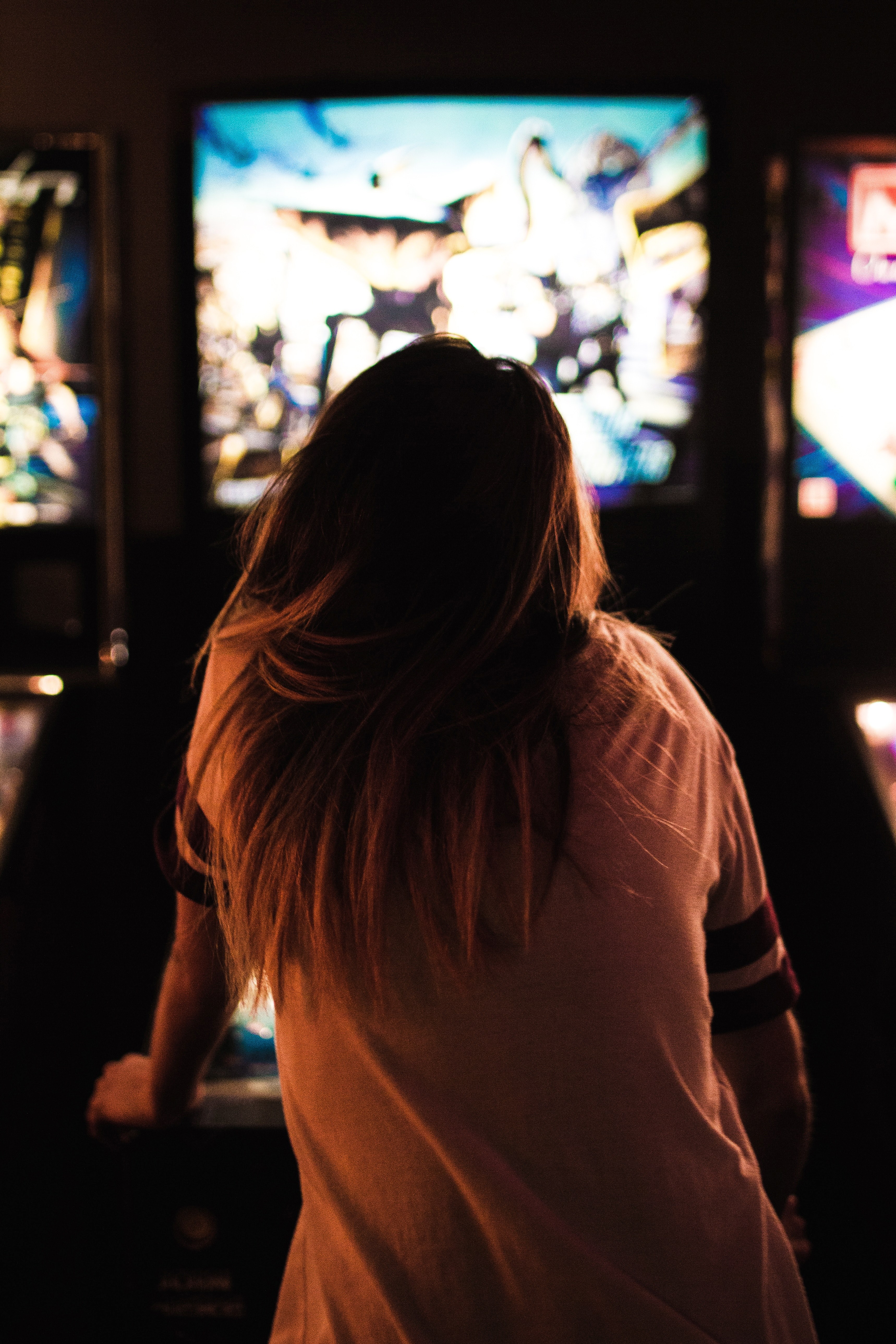 person woman arcade and lady hd, 4k, Phone HD Wallpaper
