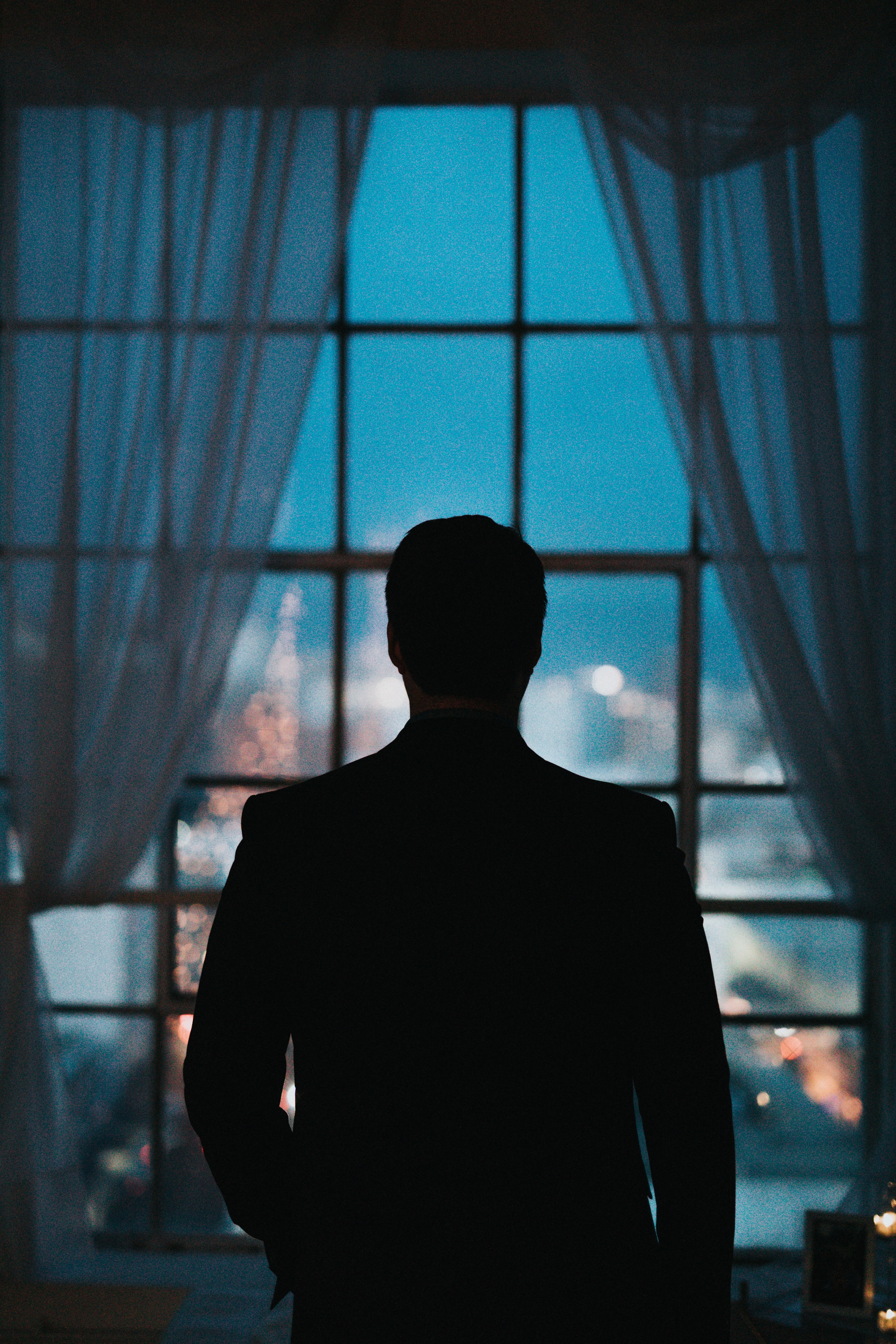 window frame curtain and silhouette hd, 4k, Phone HD Wallpaper