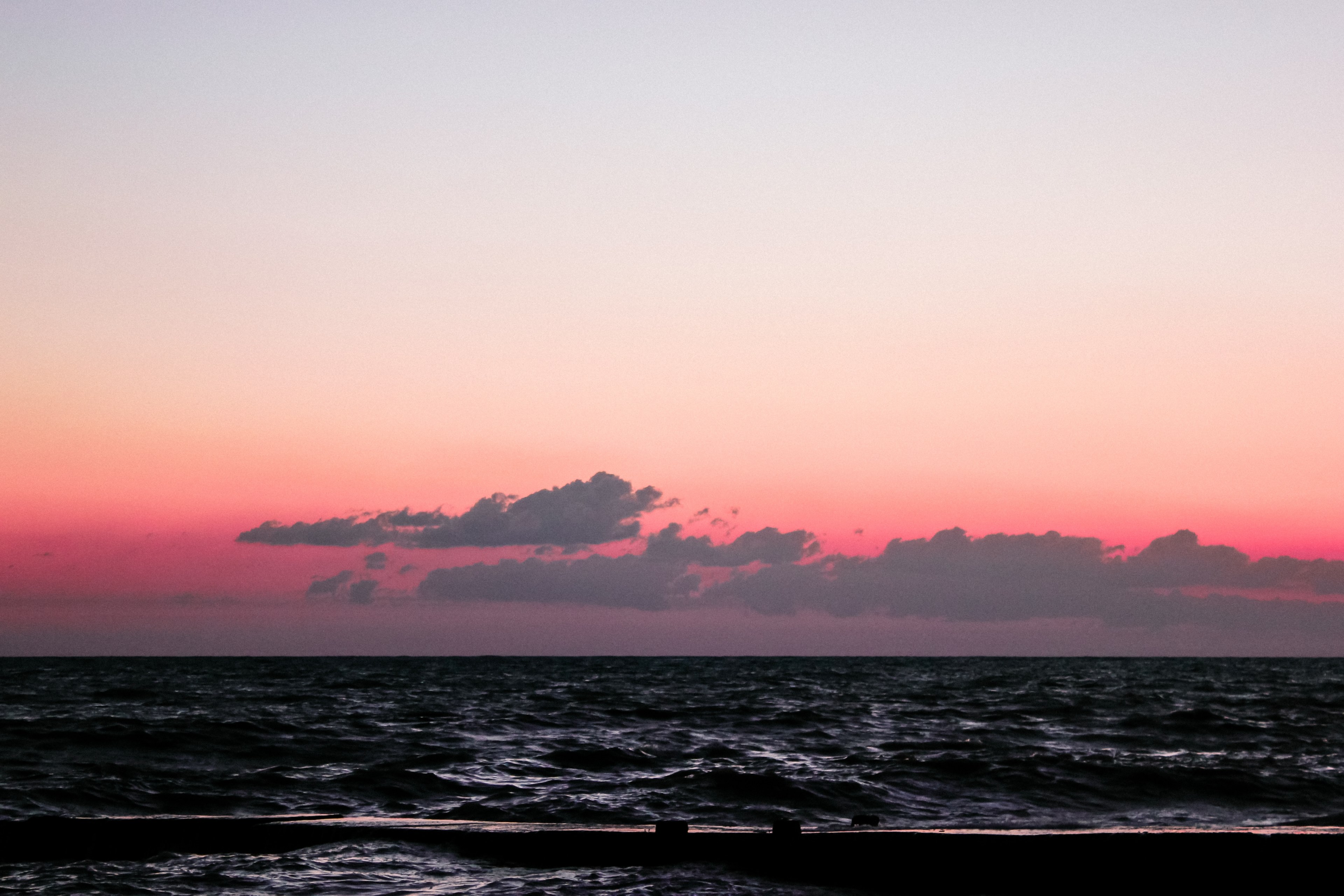 seascape view from adler with red cloudy sky that becomes clear and pale, seascape and red sky at dawn or dusk 4k, HD Wallpaper