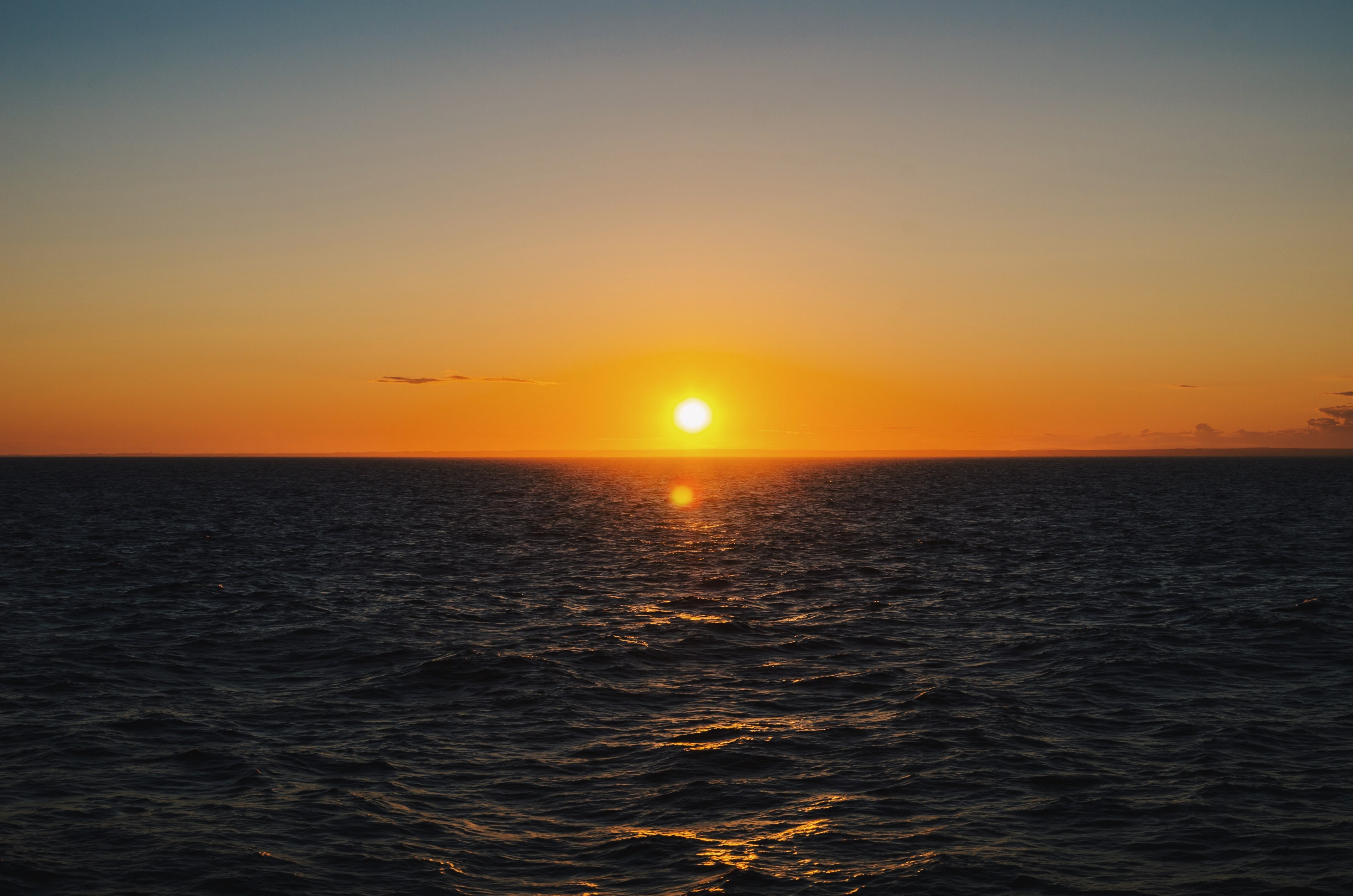 a dark orange sunset over ocean waves at new shoreham, new shoreham sunset_ 4k, HD Wallpaper