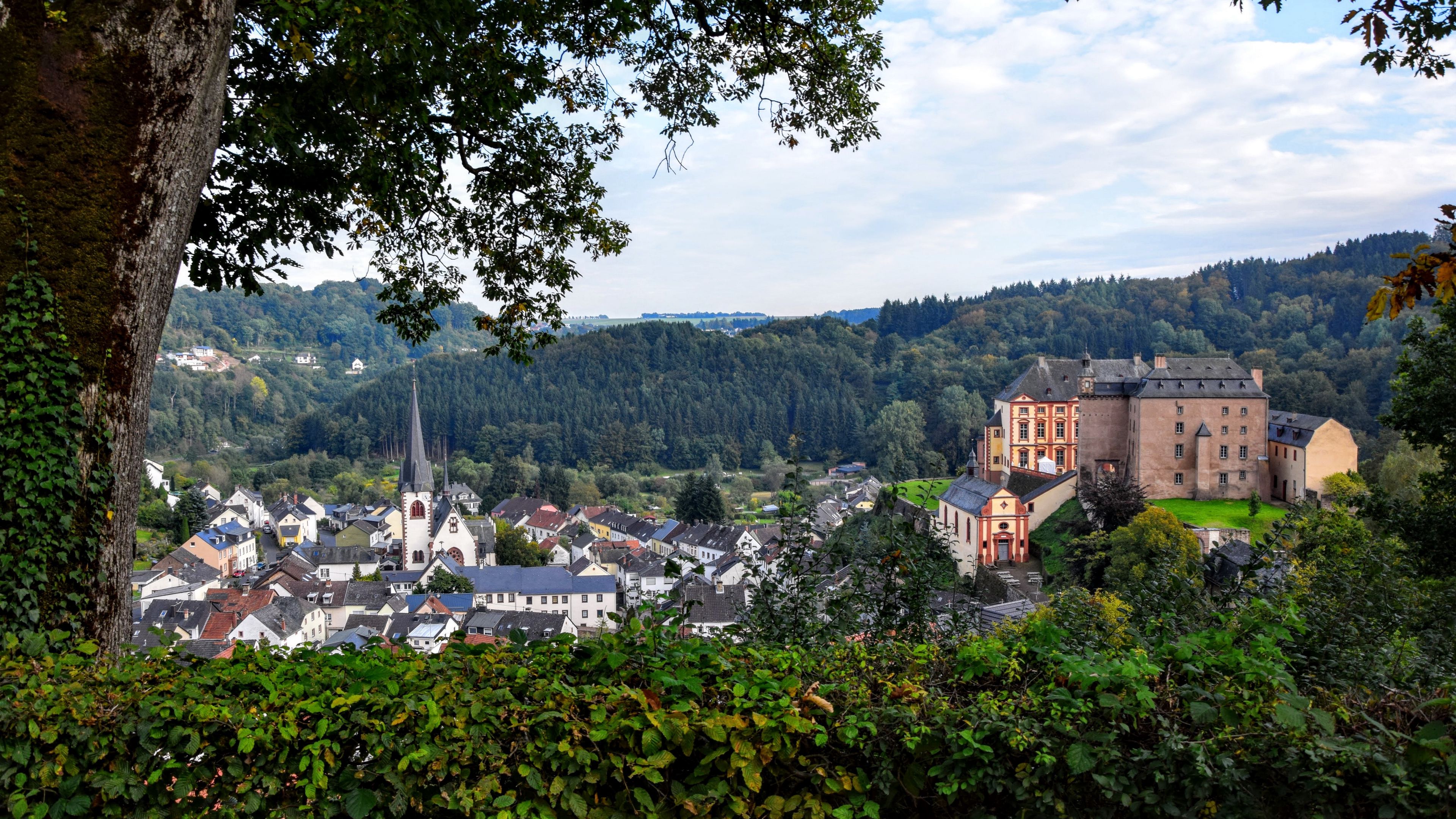 malberg, germany, architecture, buildings, trees, 4k, HD Wallpaper