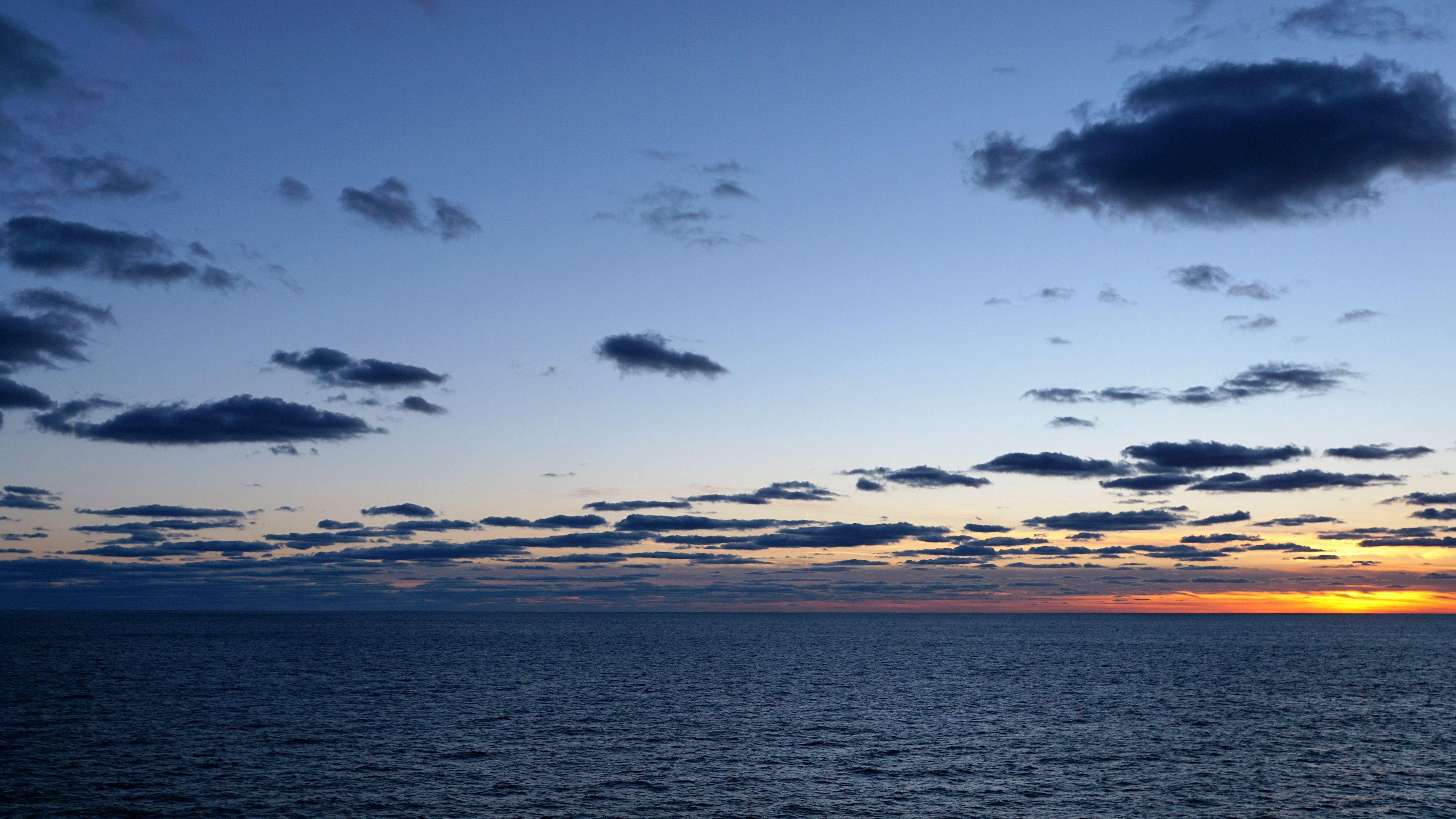 ocean, atlantic, horizon, sunset, 4k, HD Wallpaper