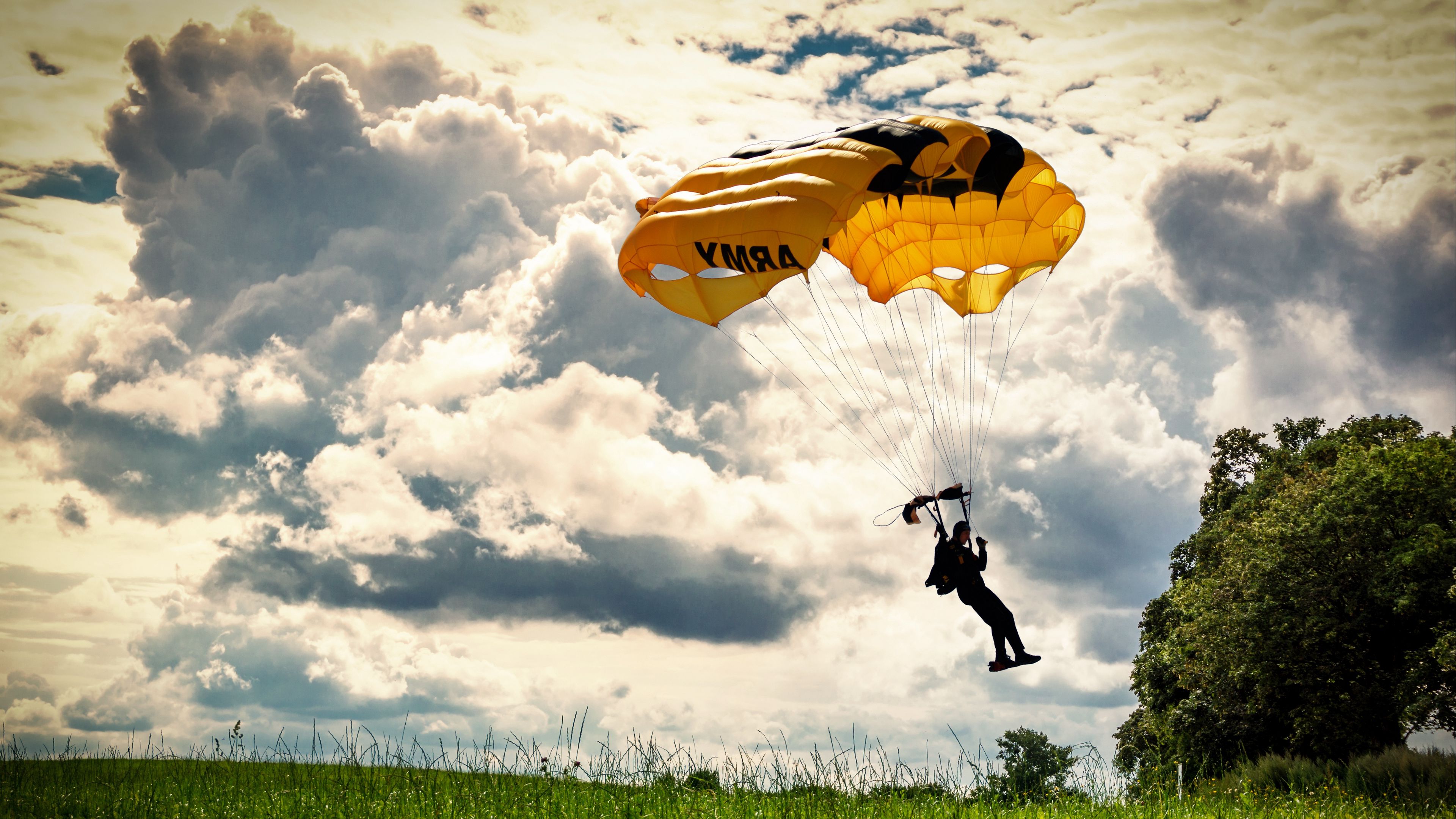 paraglider, paragliding, flying, 4k, HD Wallpaper