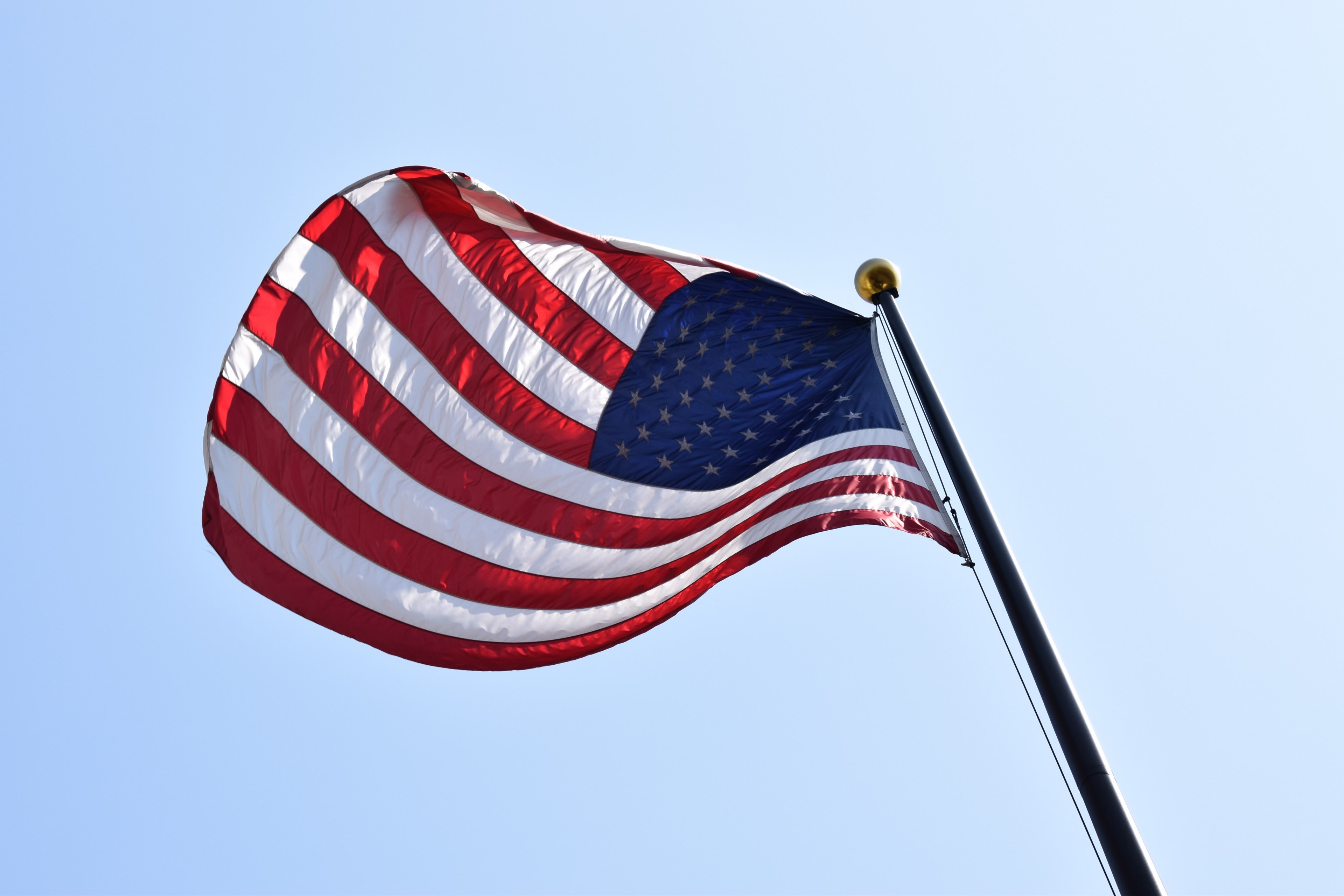 flag usa united states and flag pole 4k, HD Wallpaper