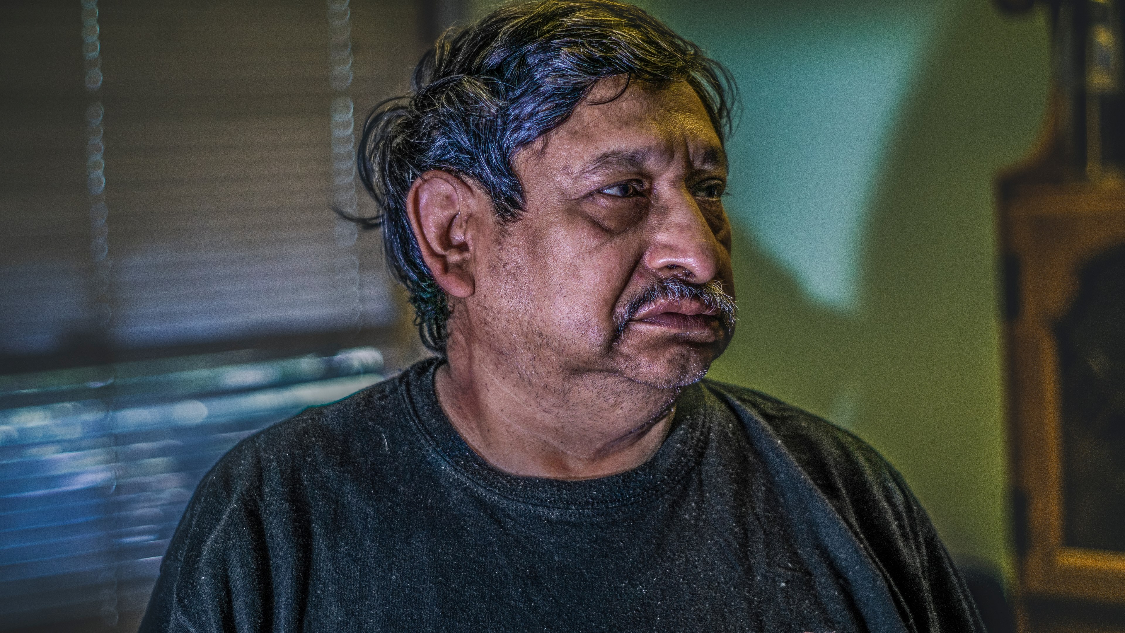 a portrait of an older working man with a mustache and messy gray hair, _exhausted man 4k, HD Wallpaper