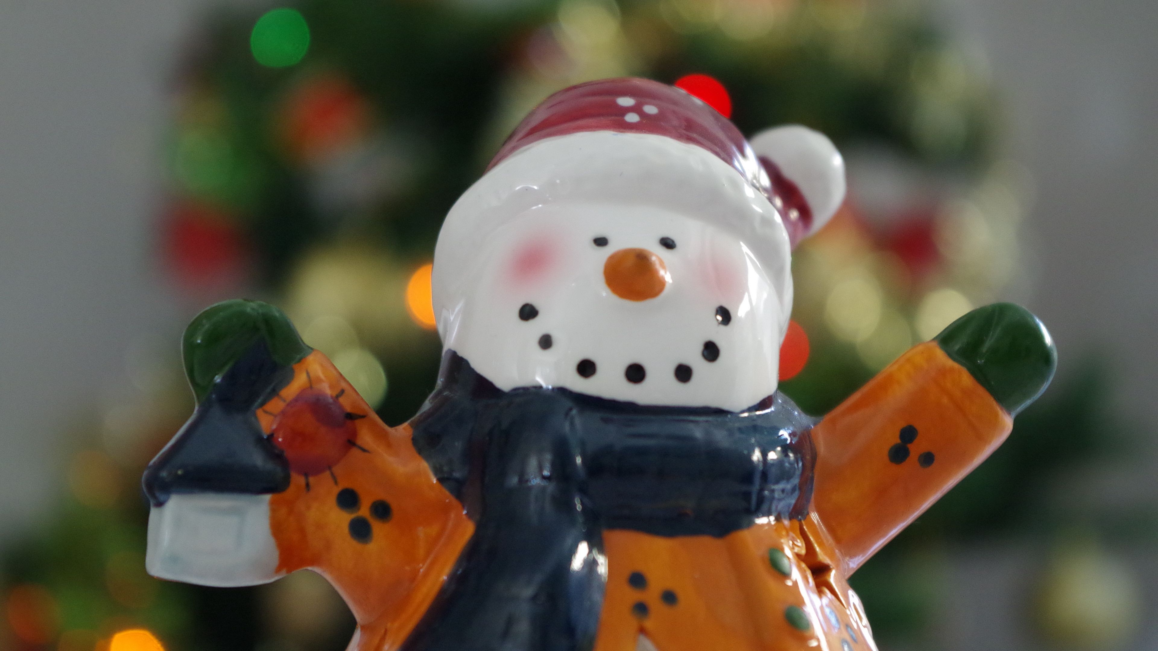snowman, figurine, christmas, new year, 4k, HD Wallpaper