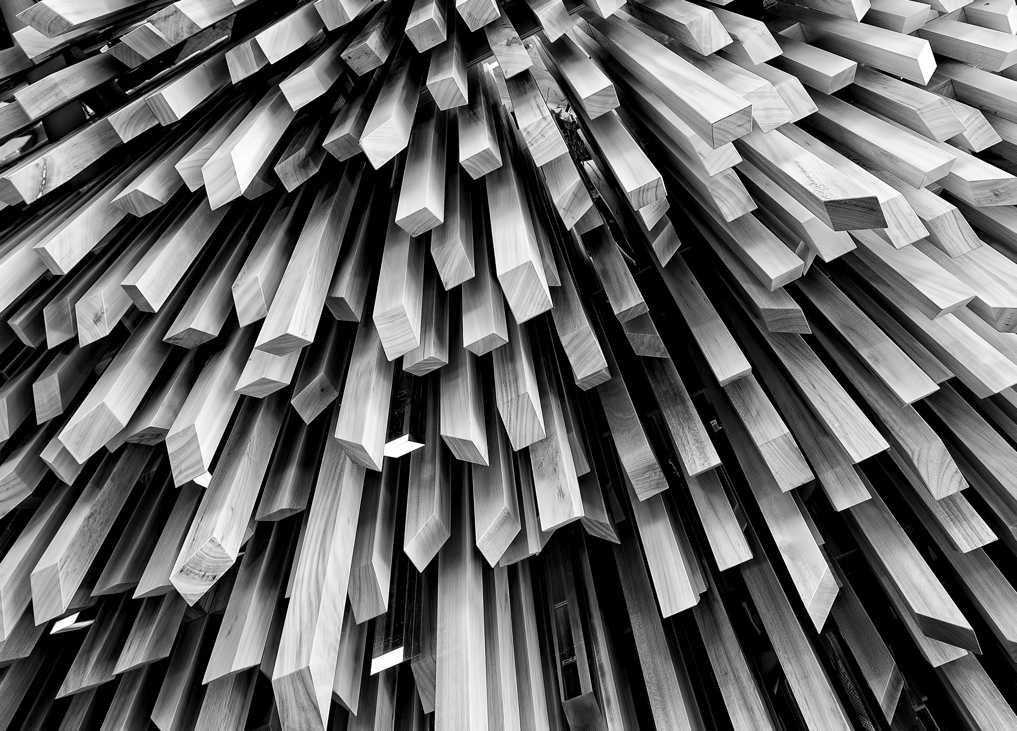 viewing the bottom of a large collection of wooden sticks, _wooden stick collection 4k, HD Wallpaper