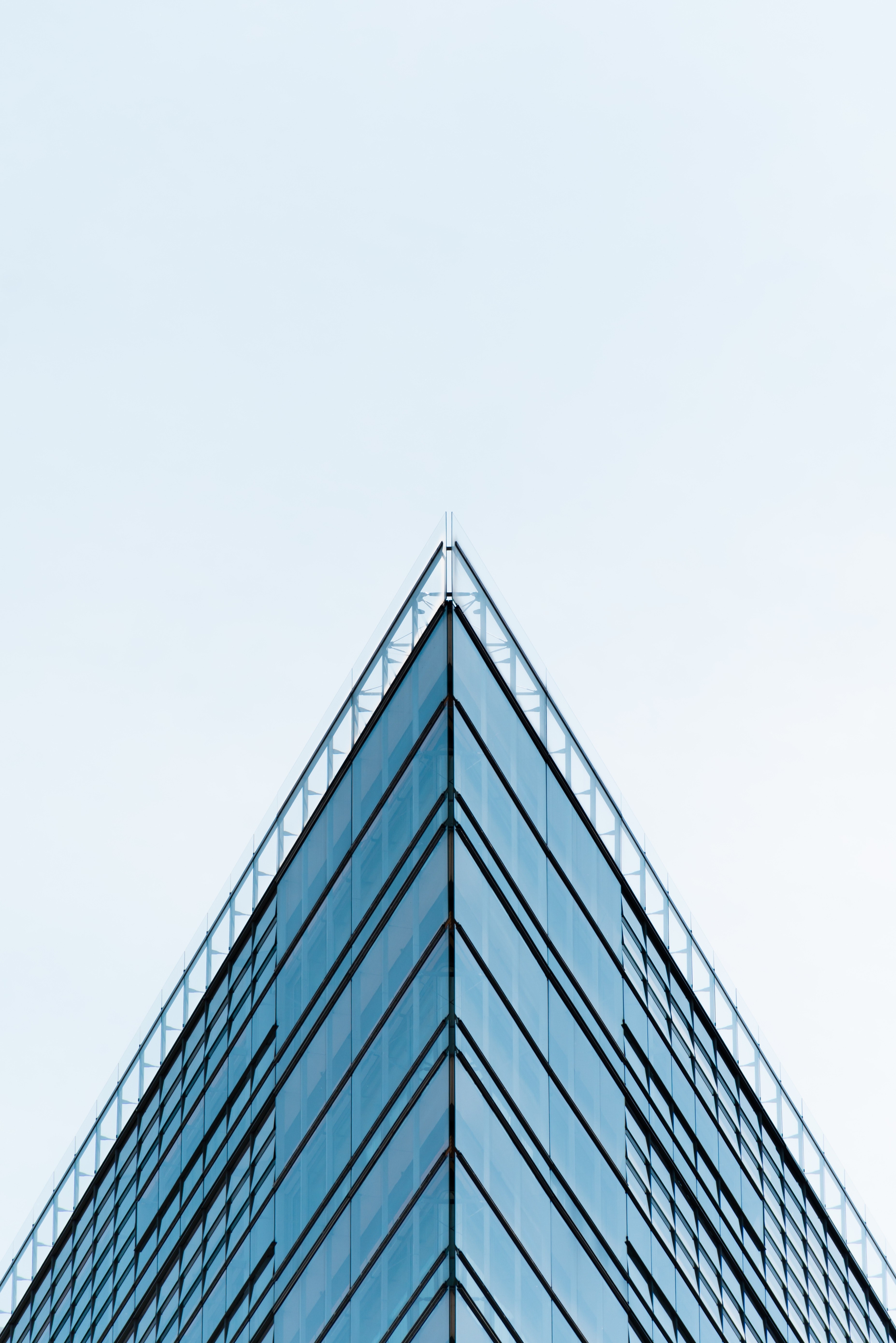 a sharp triangular corner of an office building in berlin, triangular facade corner 4k, Phone HD Wallpaper