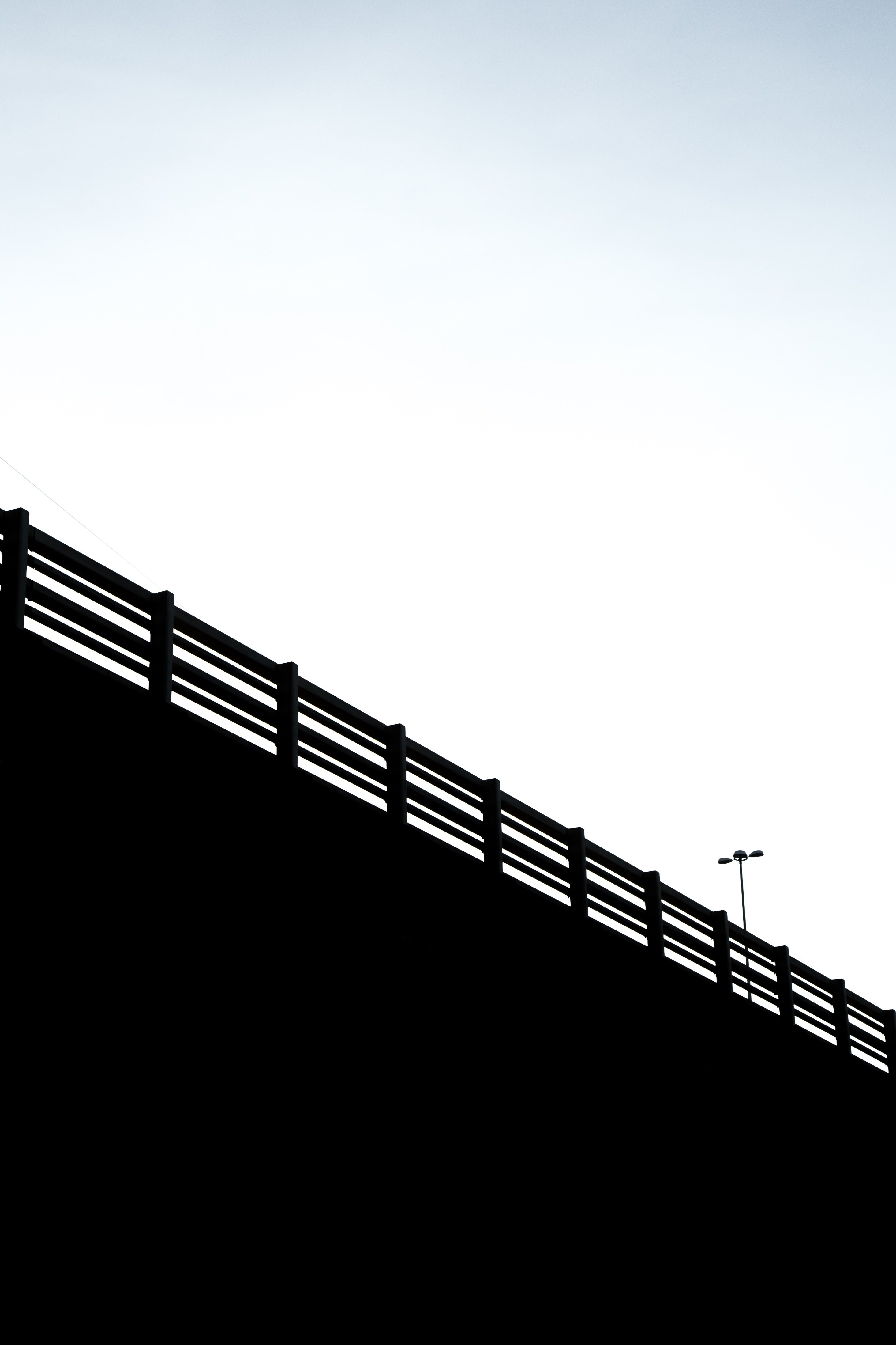 view of the guardrails on an overpass taken from below, _overpass guardrails 4k, Phone HD Wallpaper