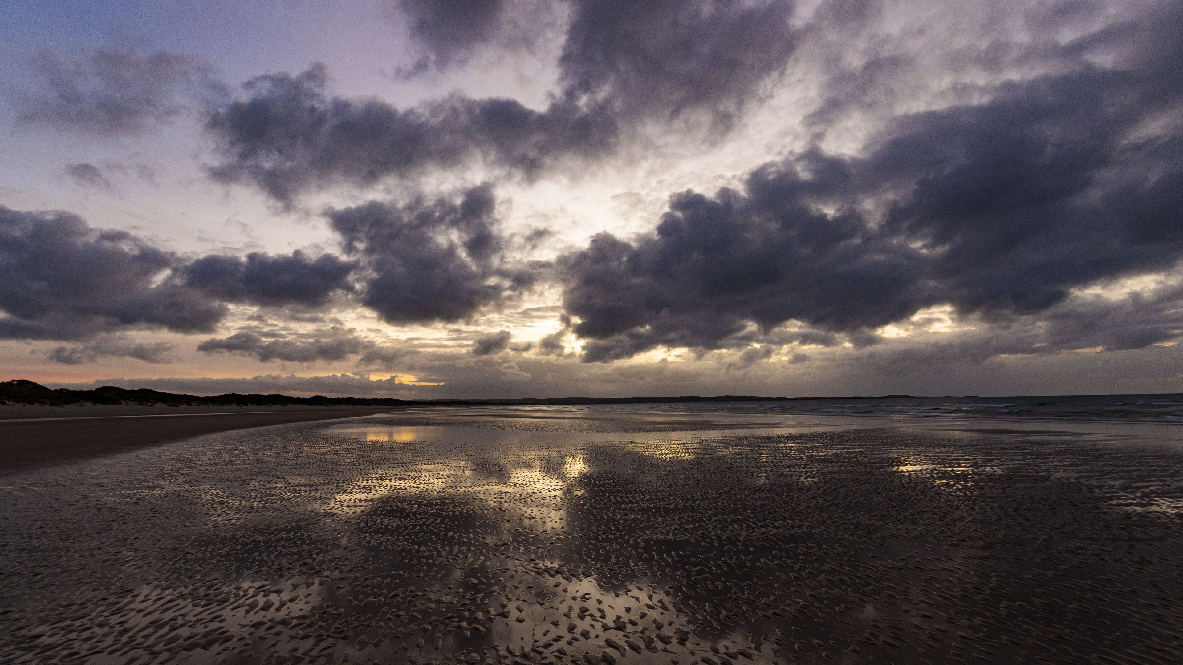 coast, horizon, clouds, 4k, HD Wallpaper