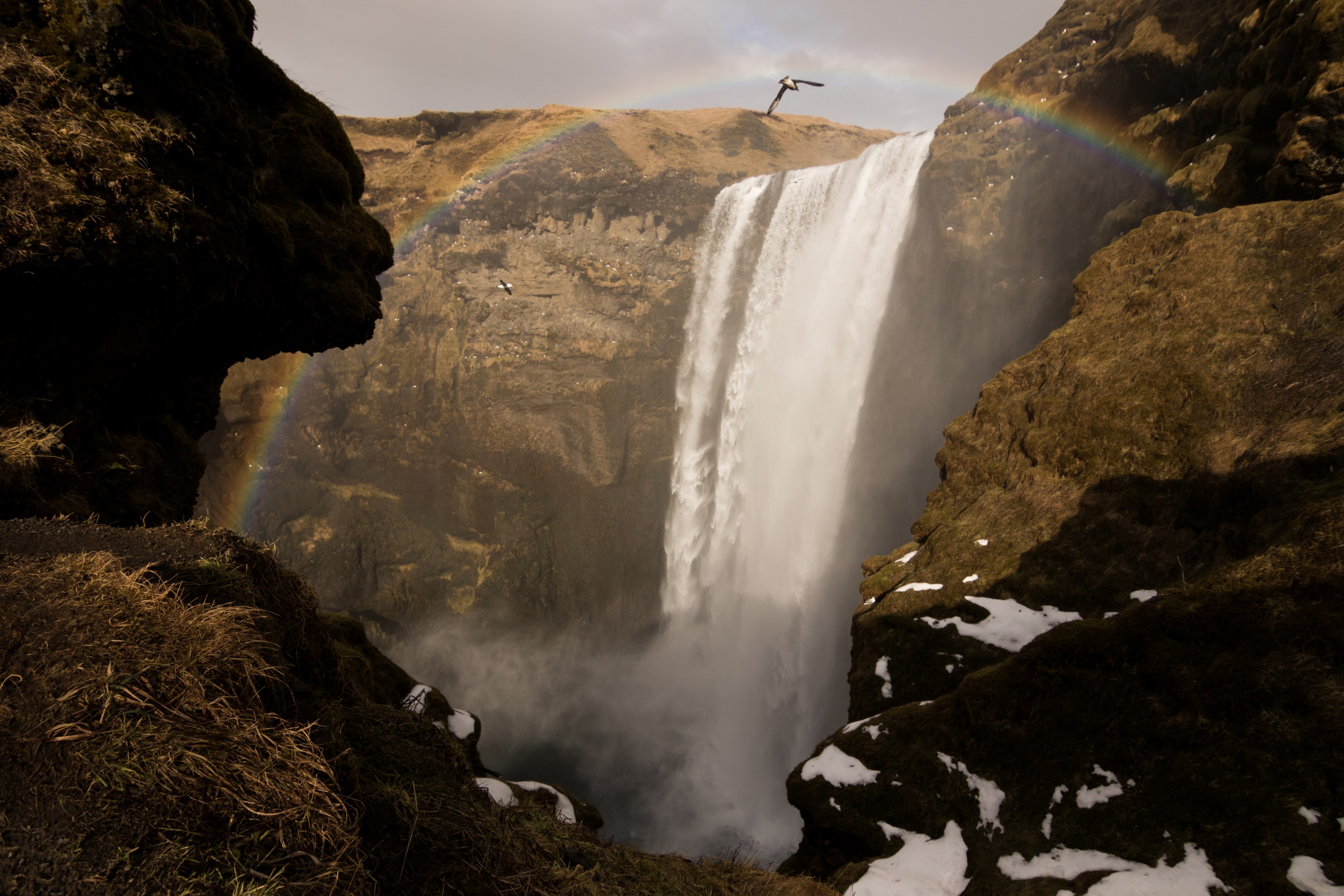 mother nature showing off at skgafoss 4k, HD Wallpaper